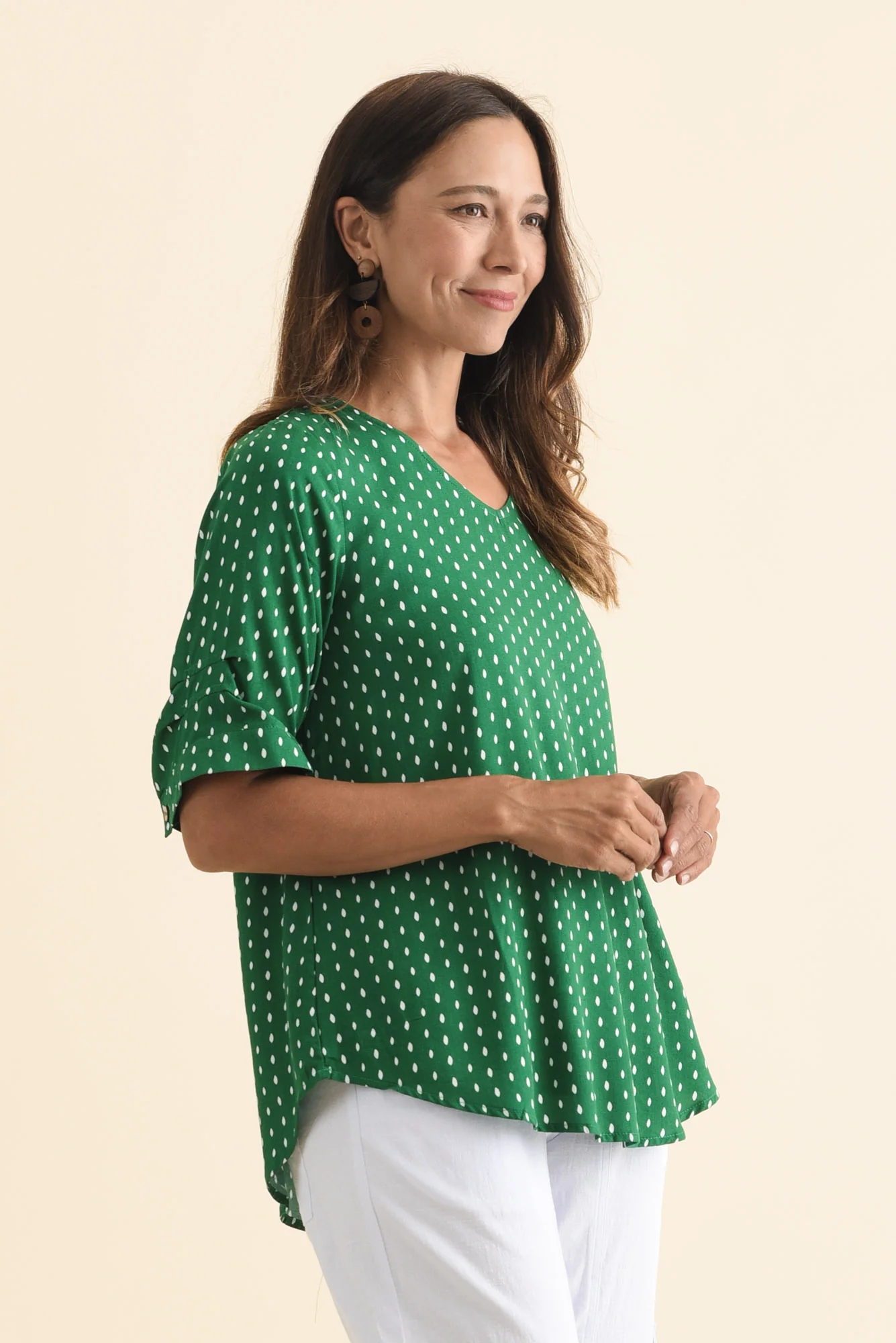 Riveria Green Dash V Neck Top - Image 3