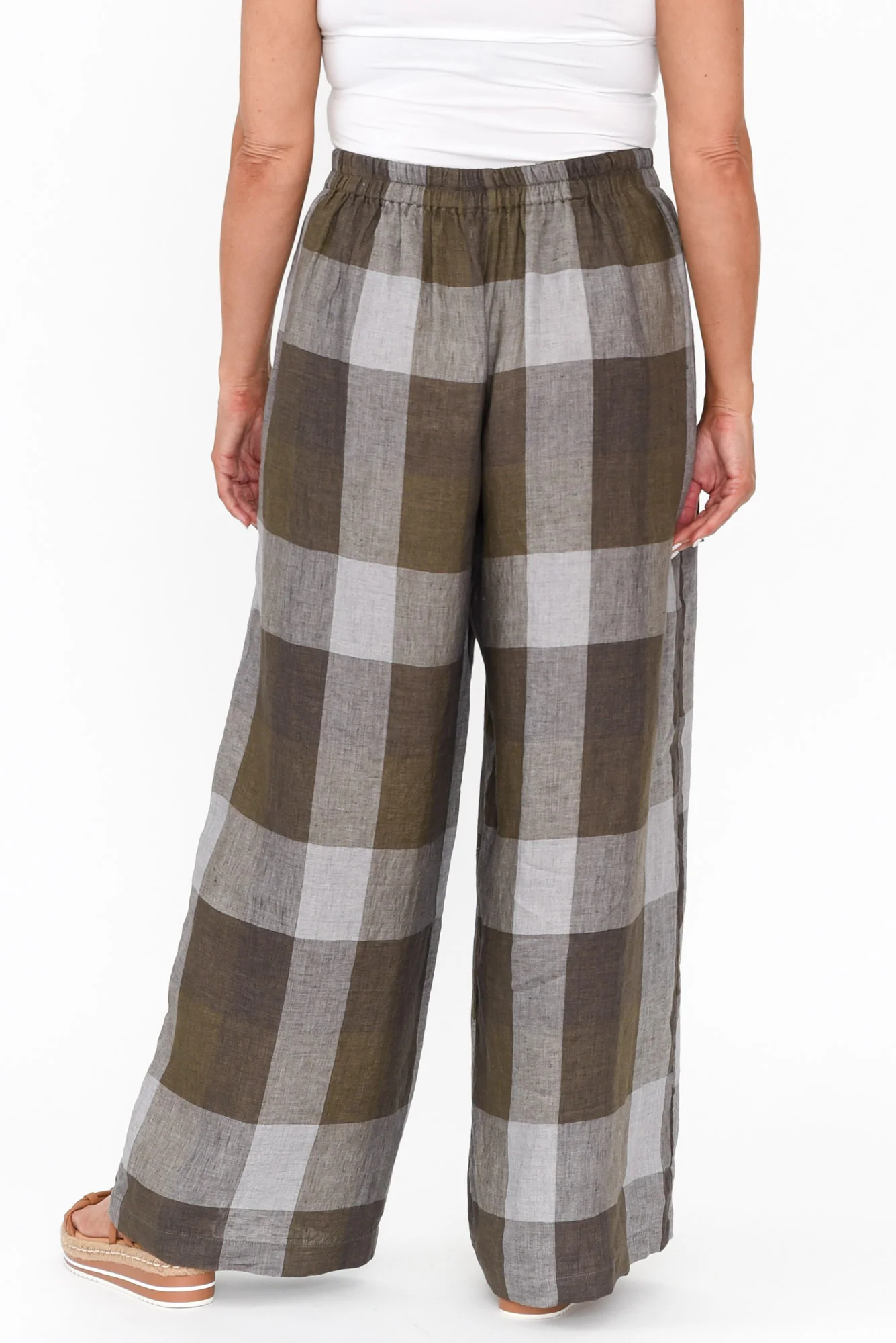 Romney Chocolate Check Linen Pocket Pants - Image 6