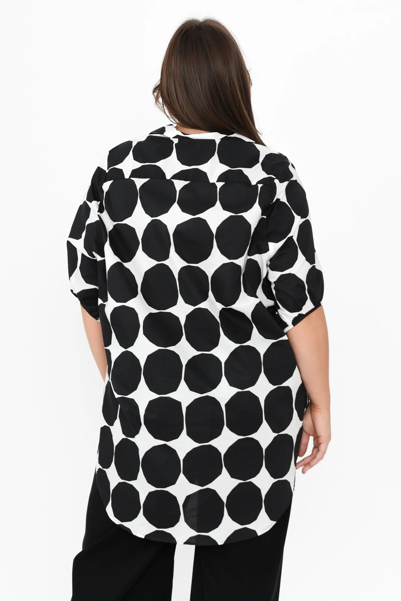Sadie Black Abstract Spot Cotton Shirt - Image 10