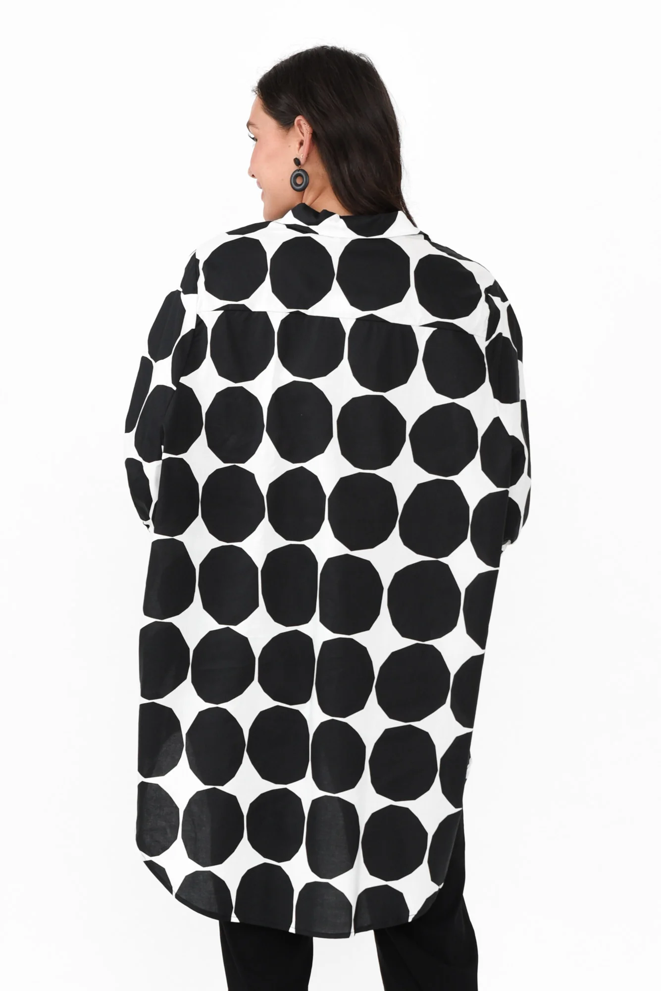 Sadie Black Abstract Spot Cotton Shirt - Image 5