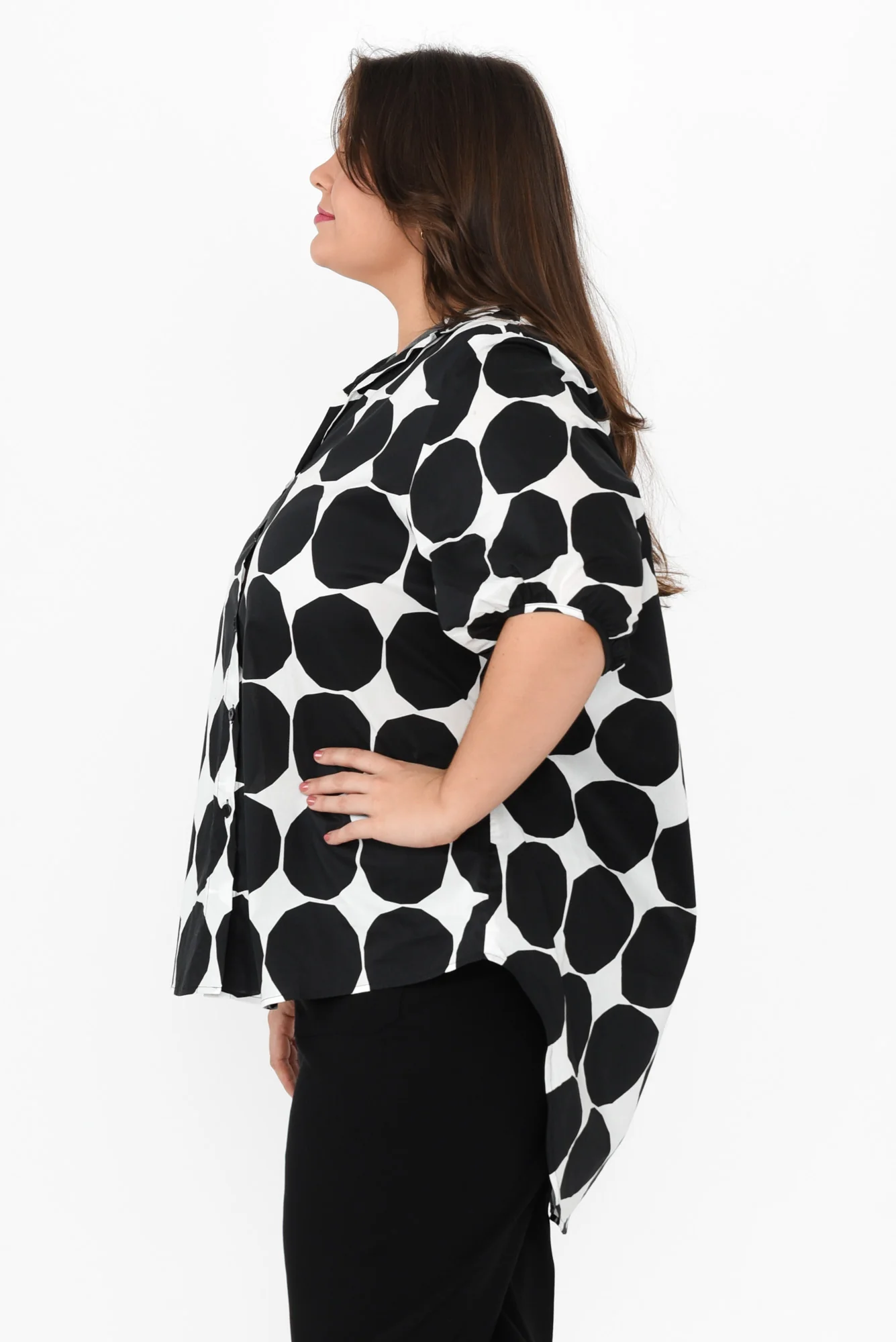 Sadie Black Abstract Spot Cotton Shirt - Image 9