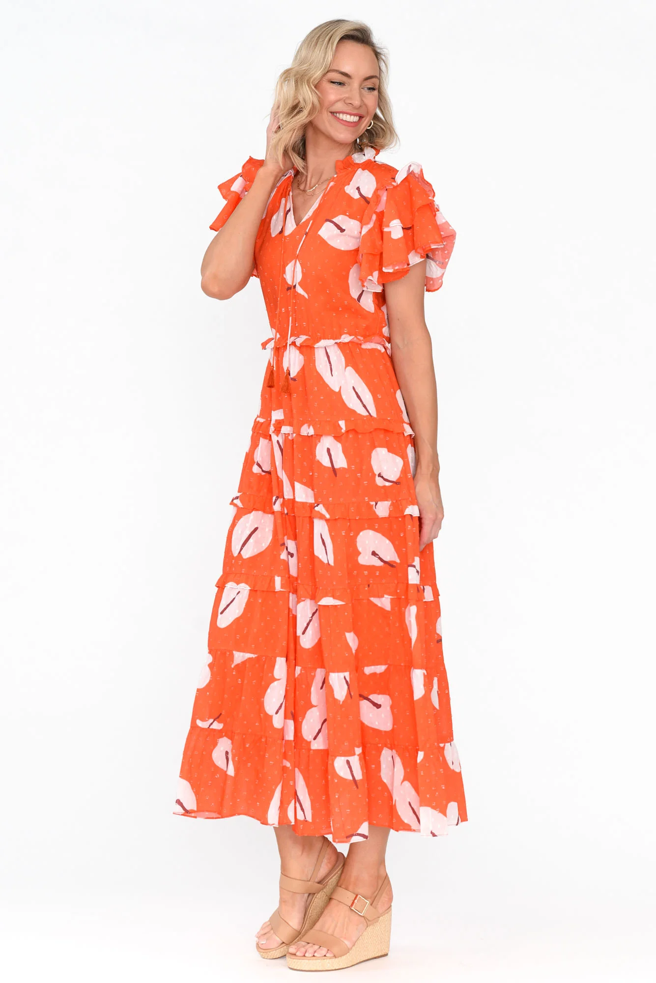 Sana Sunset Petals Cotton Frill Dress - Image 3