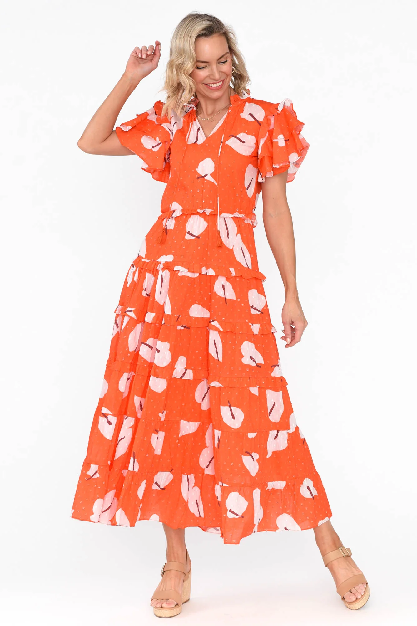 Sana Sunset Petals Cotton Frill Dress - Image 6