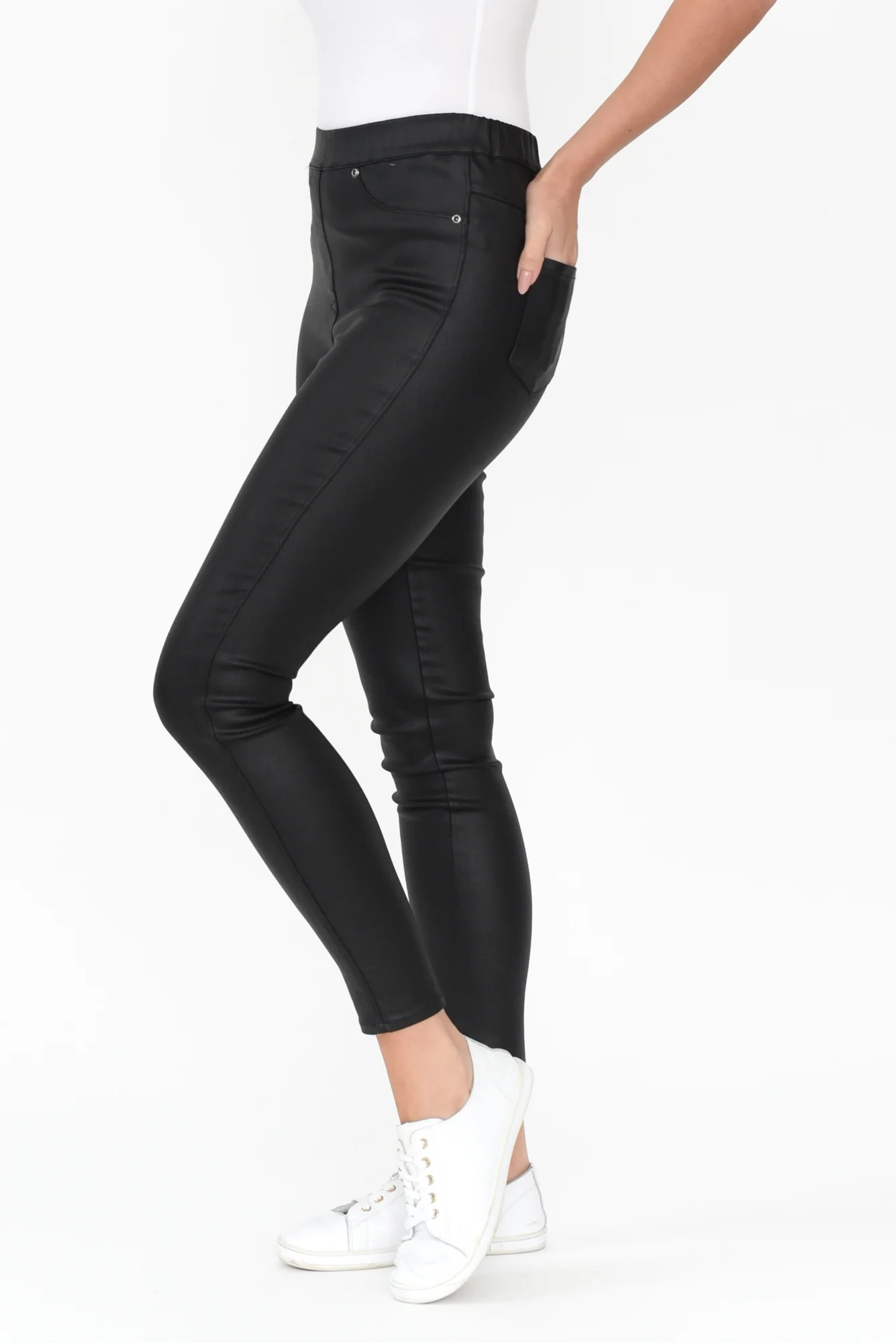 Sawyer Black Wet Look Pants - Image 4