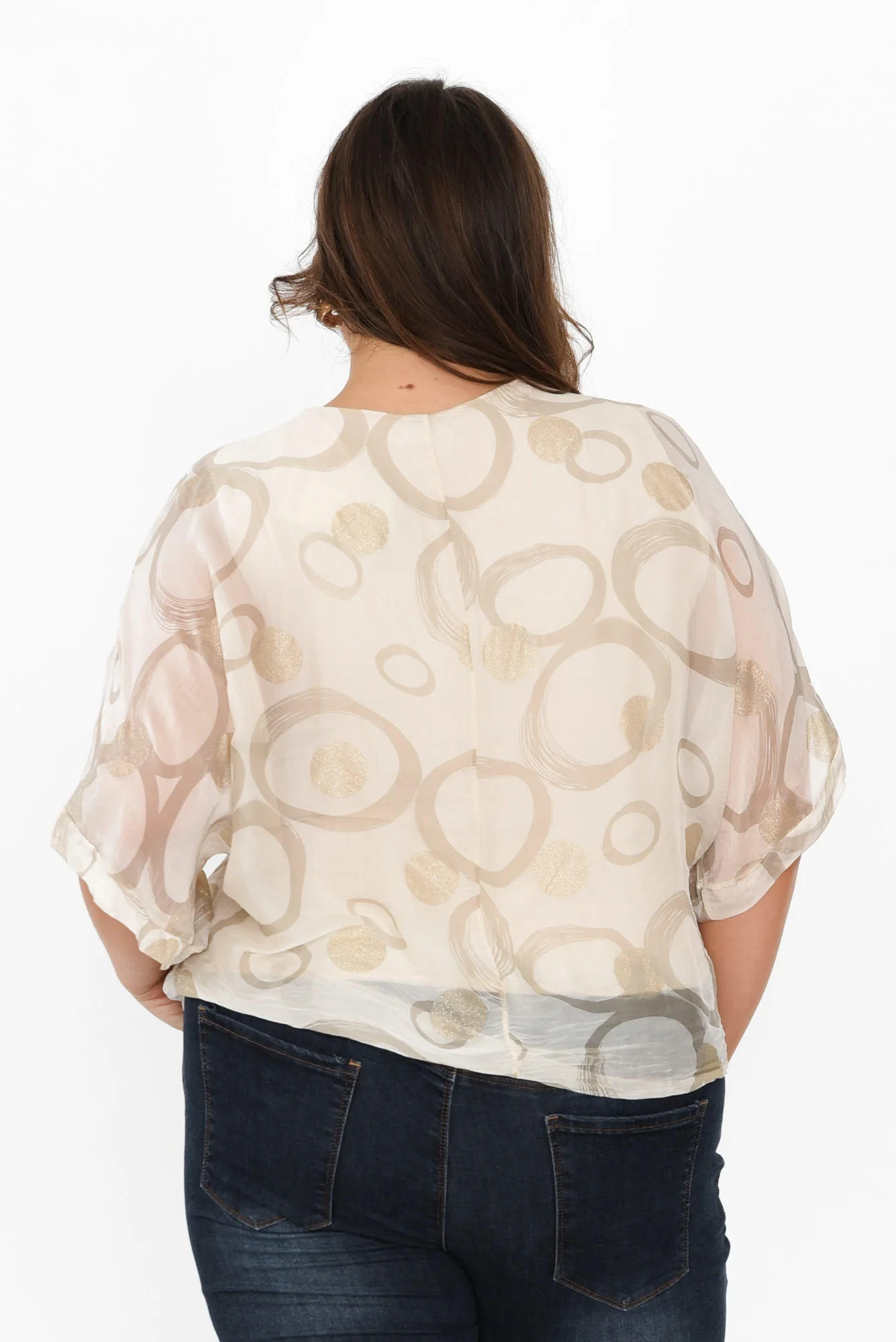 Shaila Cream Circle Silk Top - Image 10