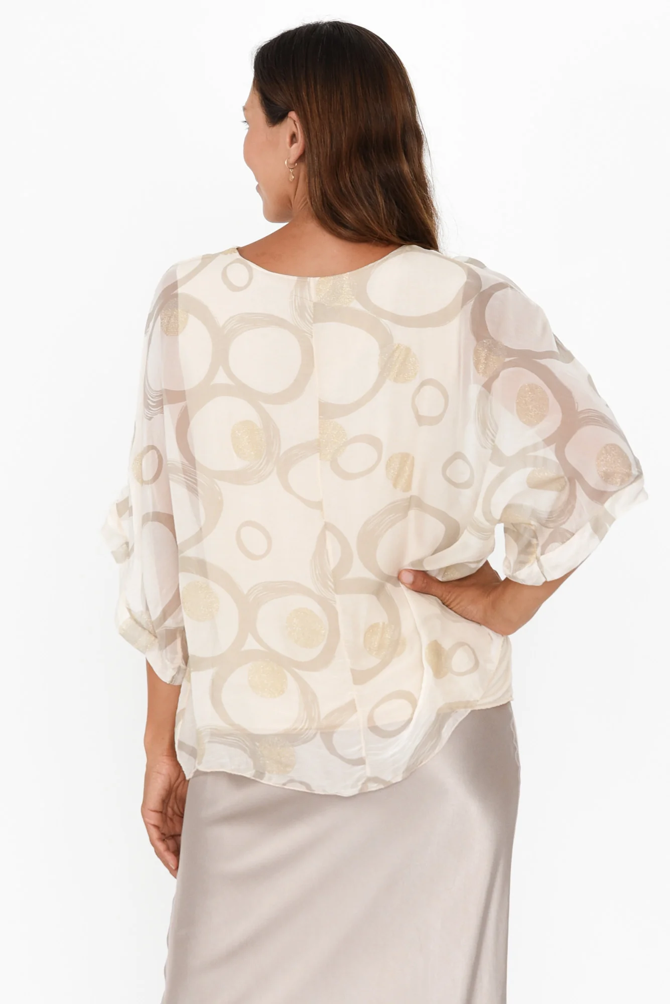 Shaila Cream Circle Silk Top - Image 5