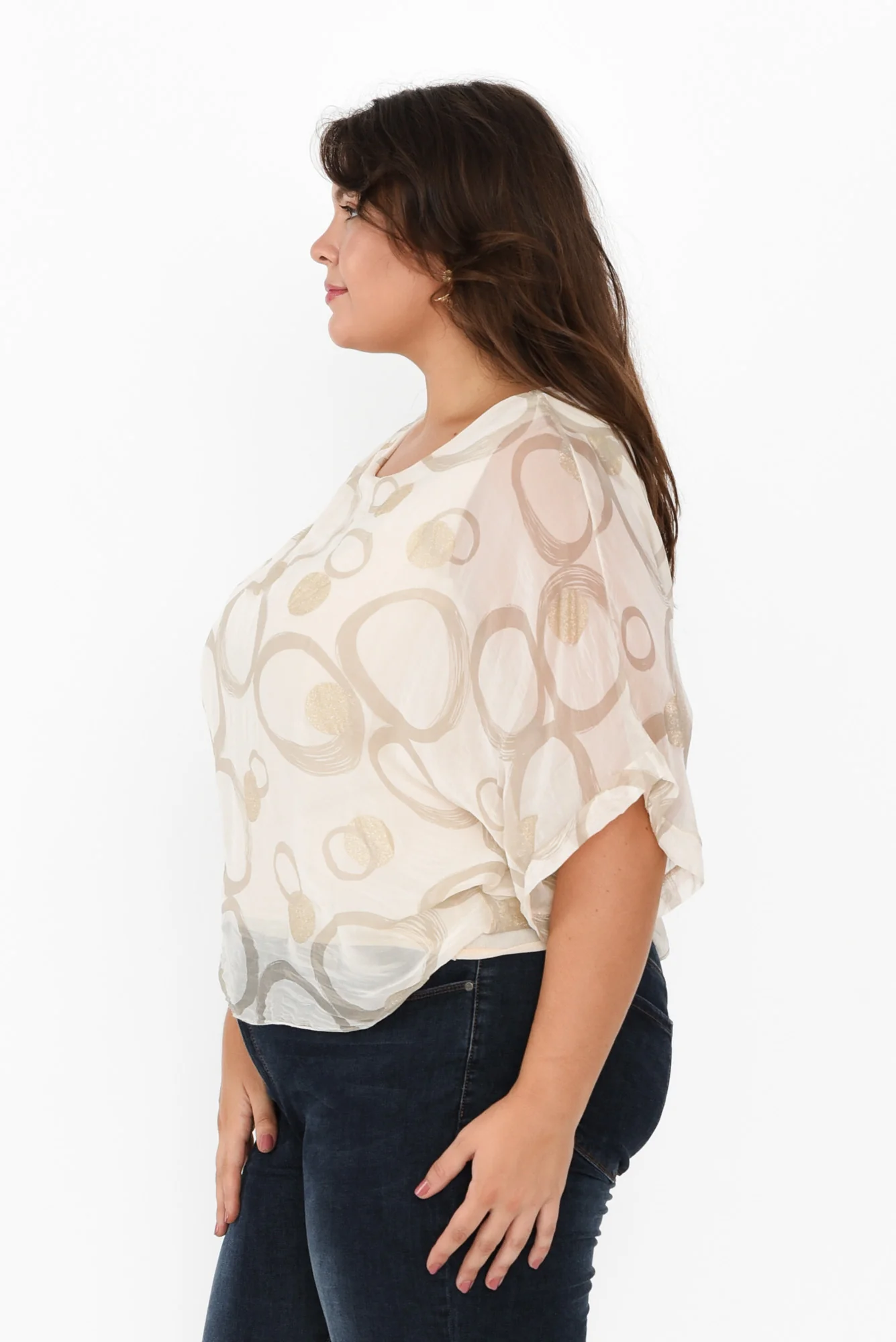 Shaila Cream Circle Silk Top - Image 9