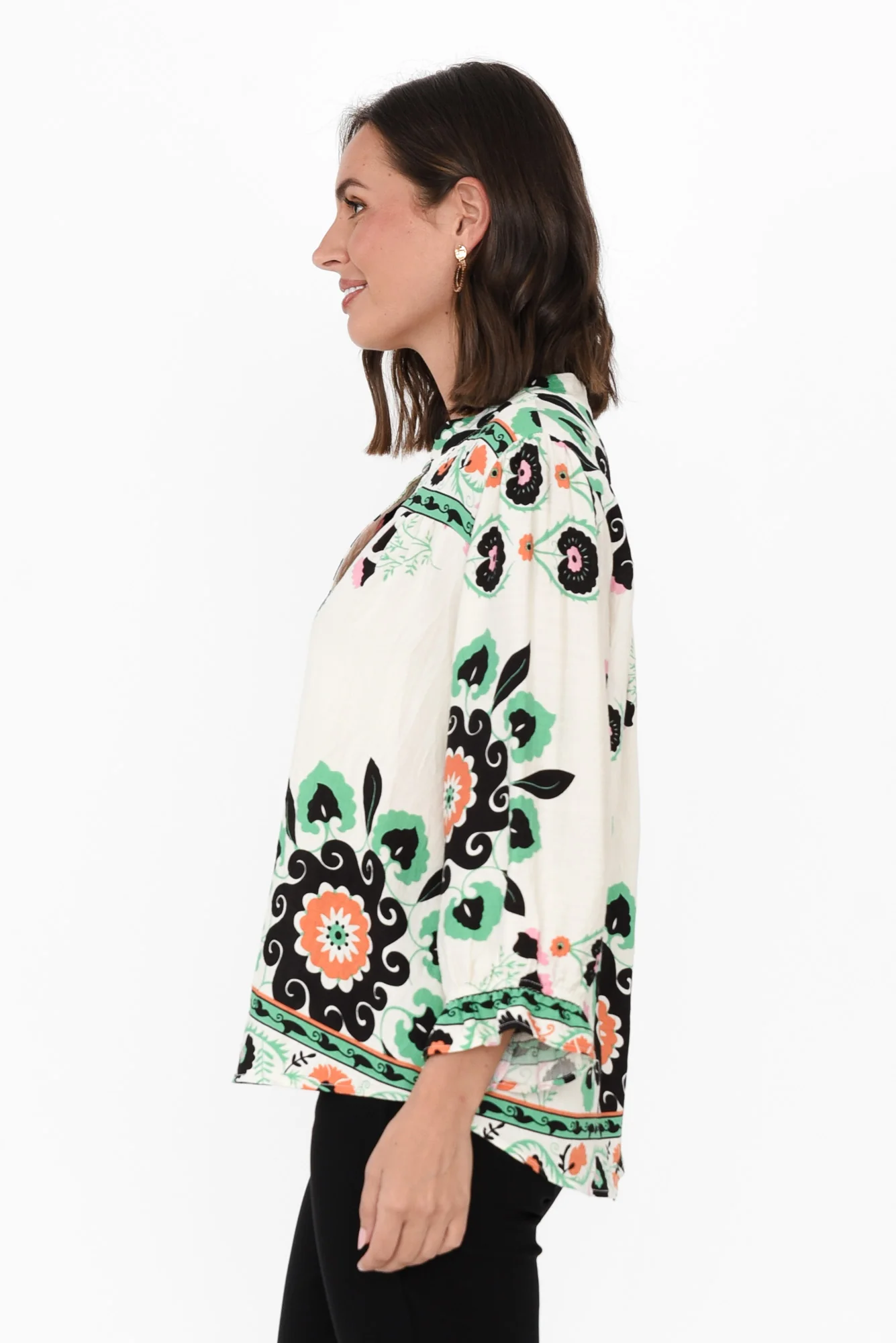 Shanice White Floral Sleeved Top - Image 4