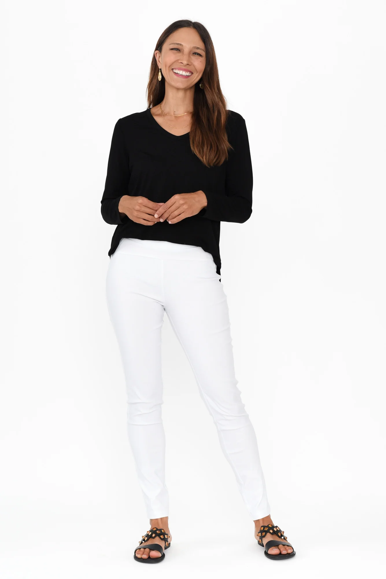 Sia Black Bamboo V Neck Top - Image 3