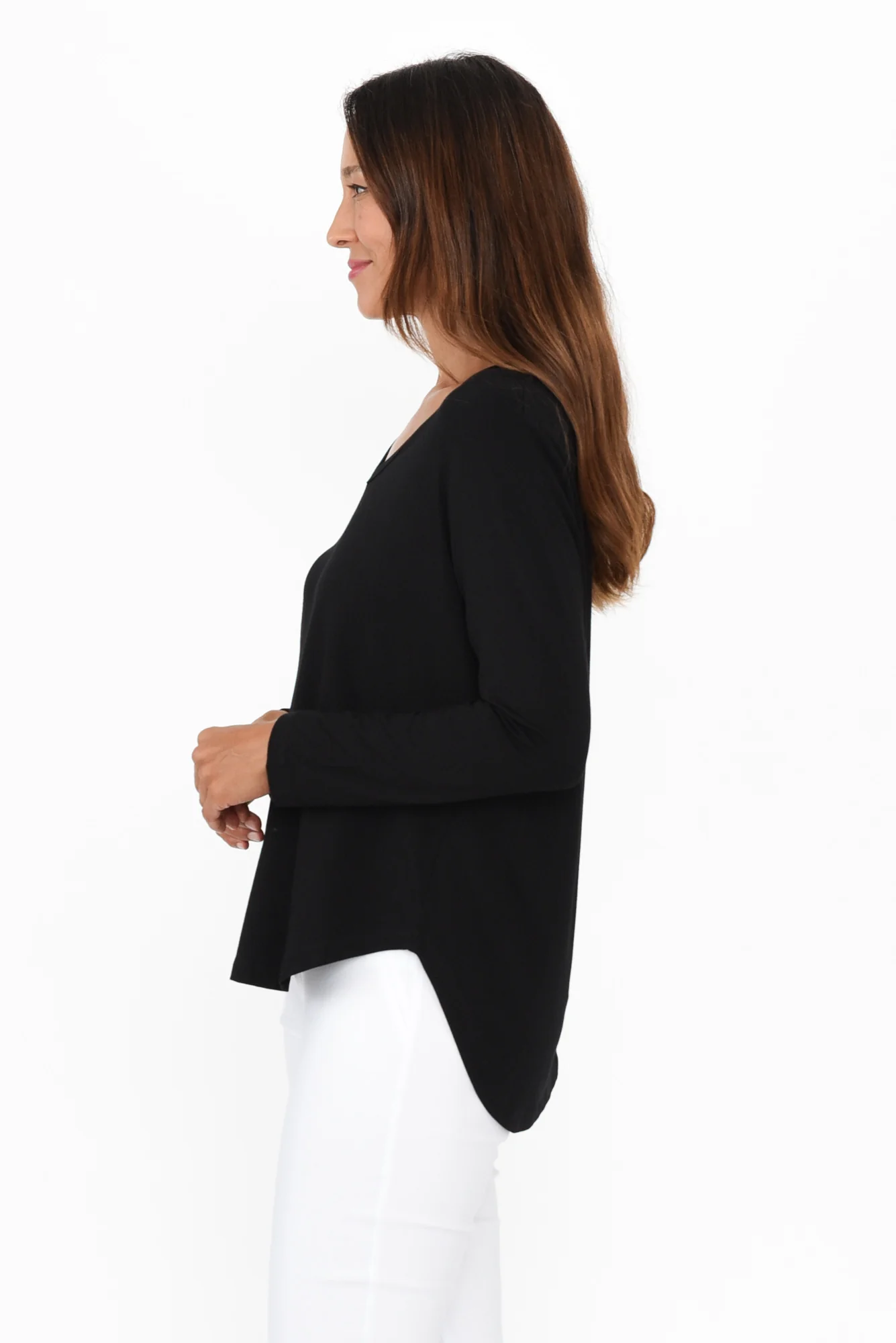 Sia Black Bamboo V Neck Top - Image 4