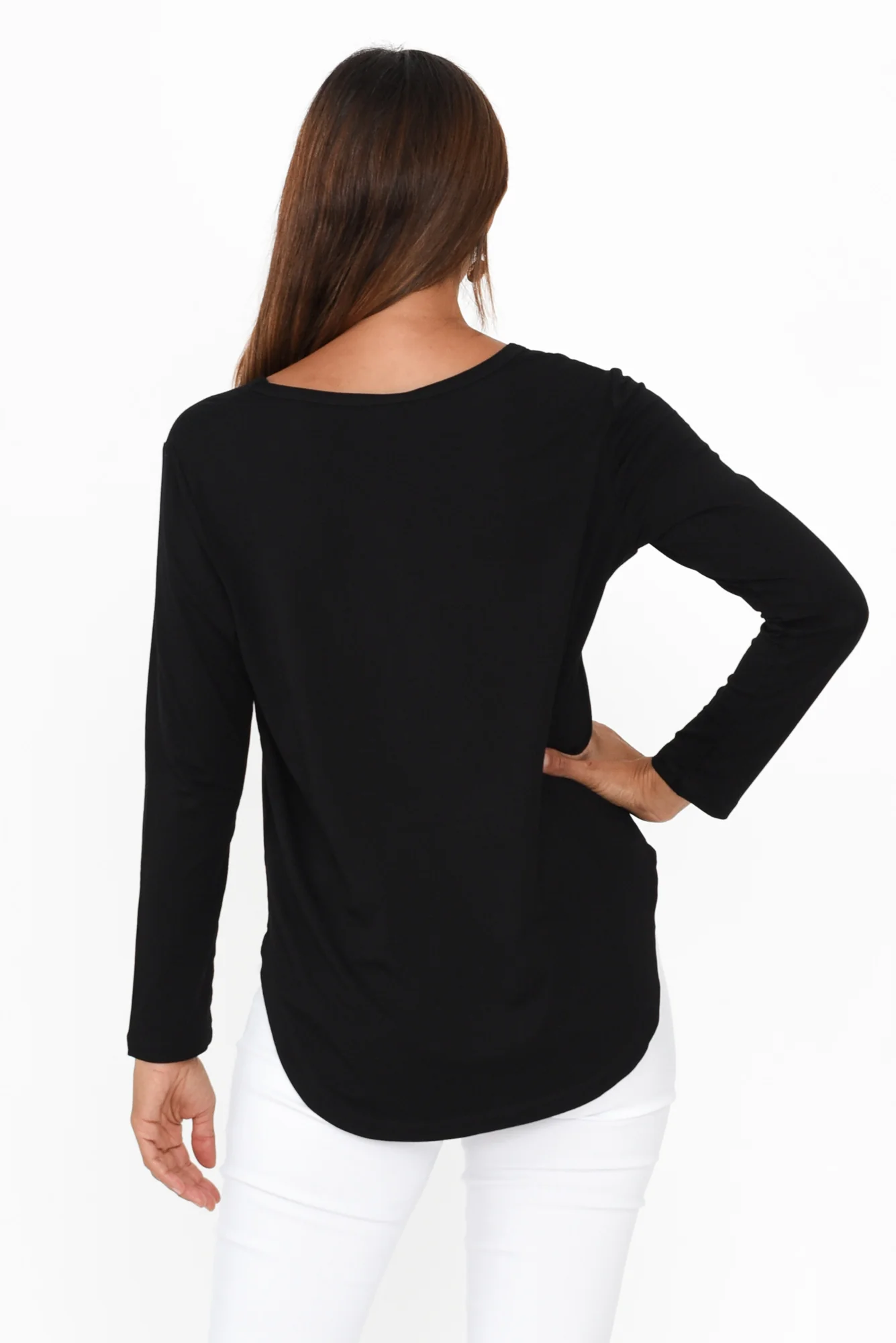 Sia Black Bamboo V Neck Top - Image 5