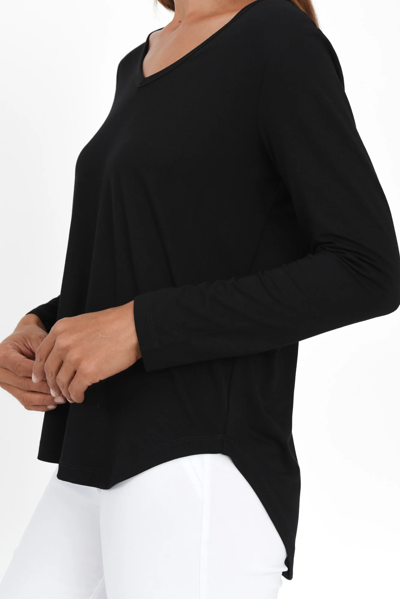 Sia Black Bamboo V Neck Top - Image 6