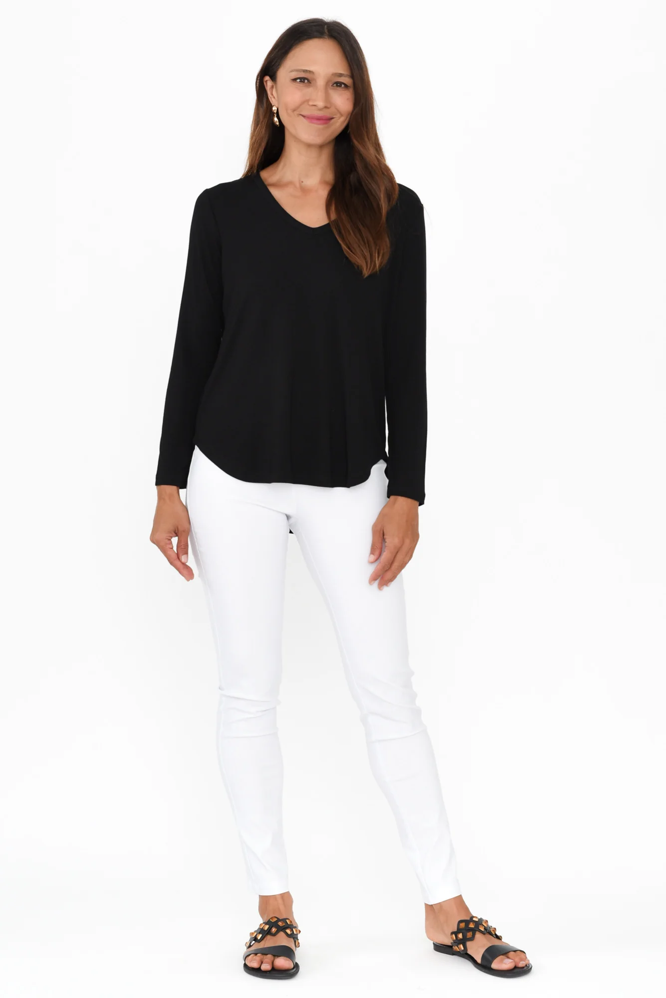 Sia Black Bamboo V Neck Top - Image 7
