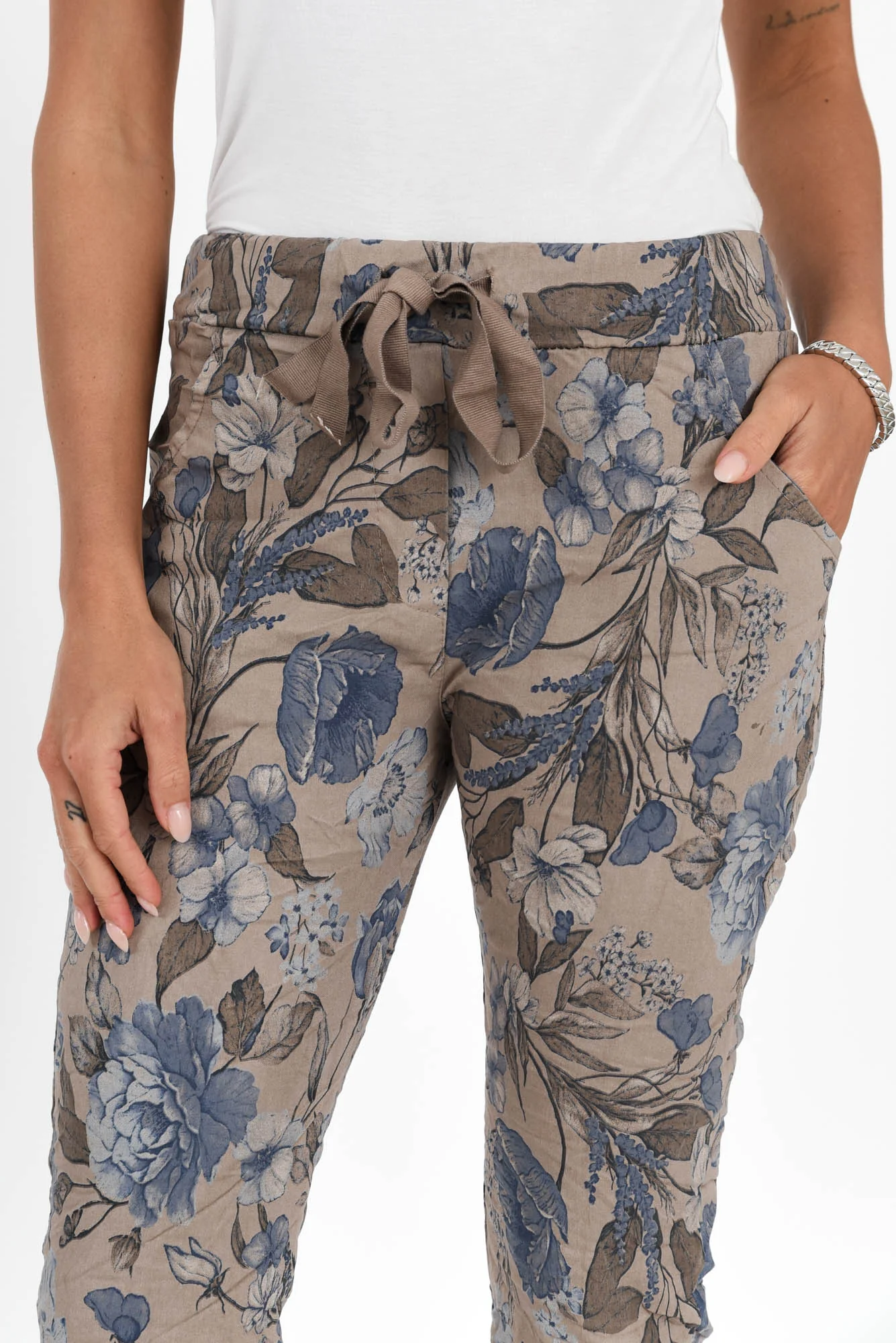 Simpson Taupe Floral Stretch Pants - Image 5