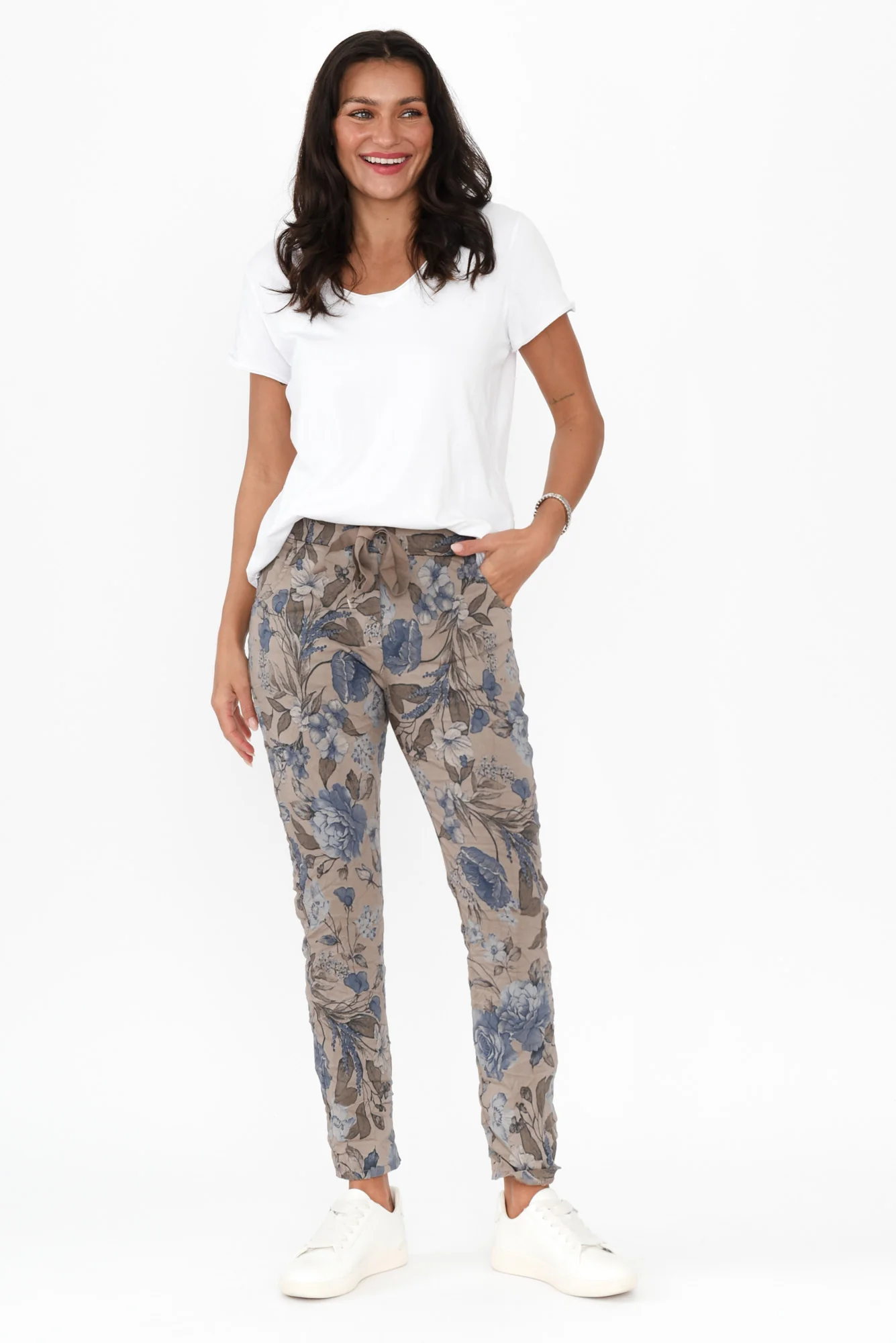 Simpson Taupe Floral Stretch Pants - Image 6