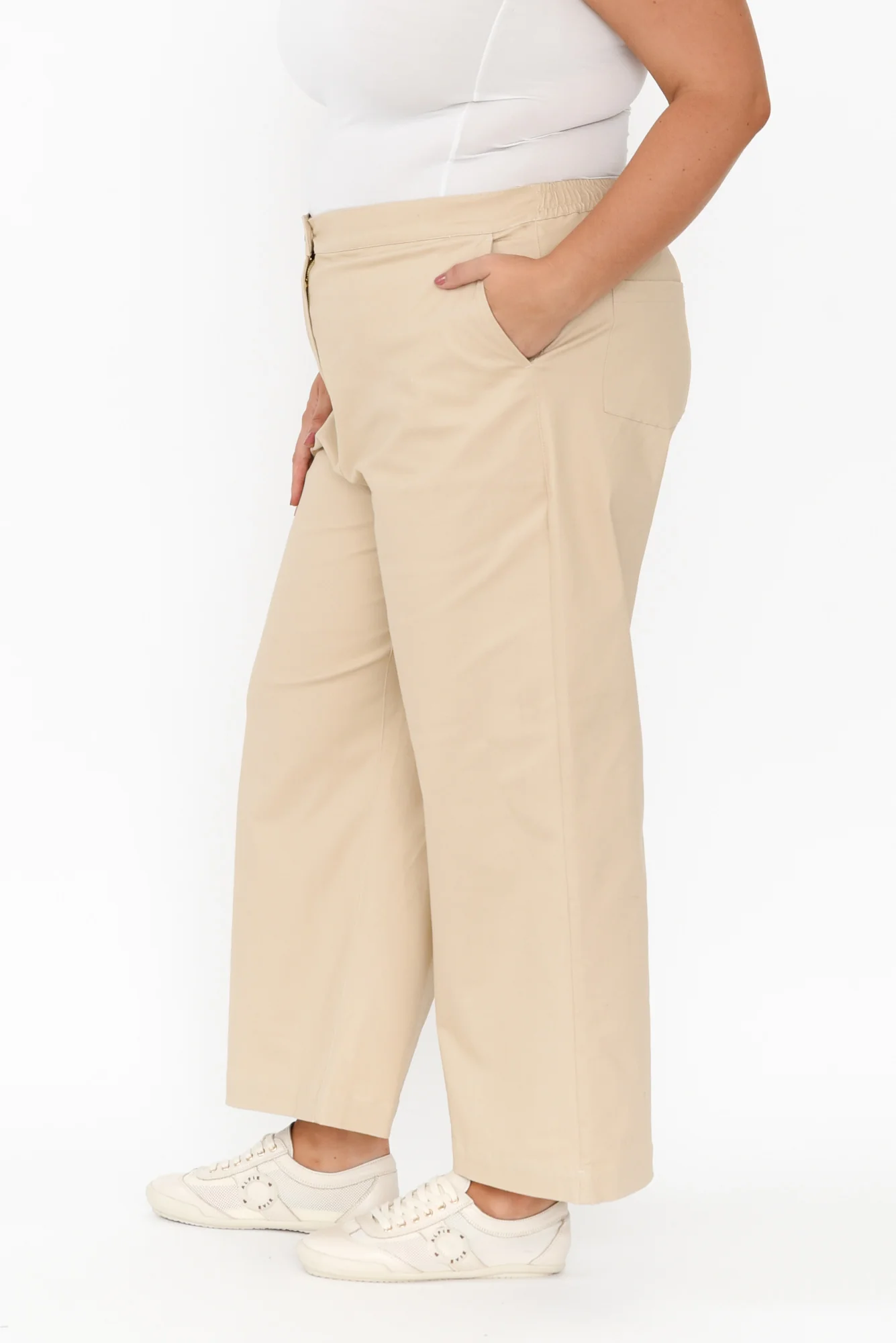 Sinatra Beige Cotton Wide Leg Pants - Image 10