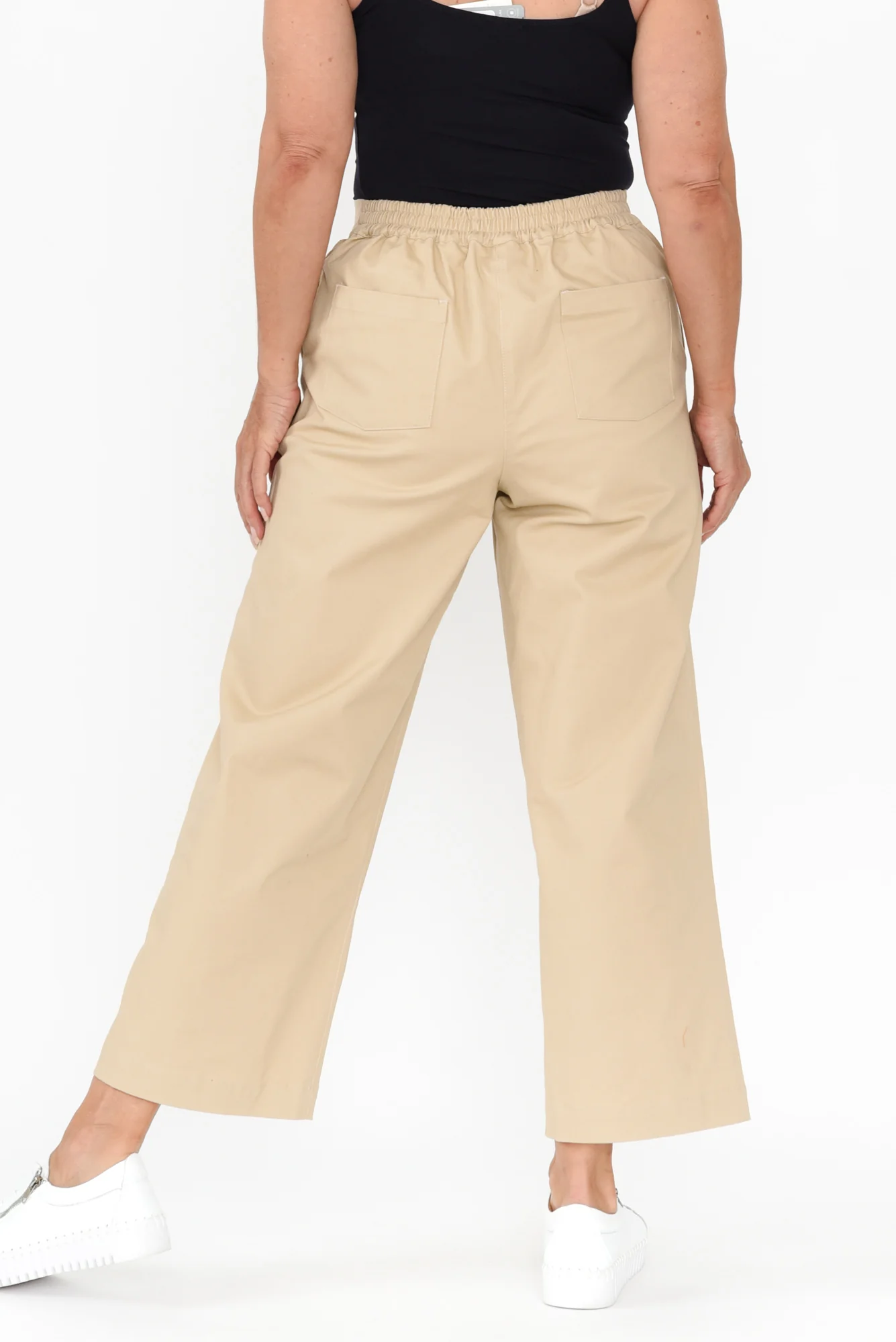 Sinatra Beige Cotton Wide Leg Pants - Image 5