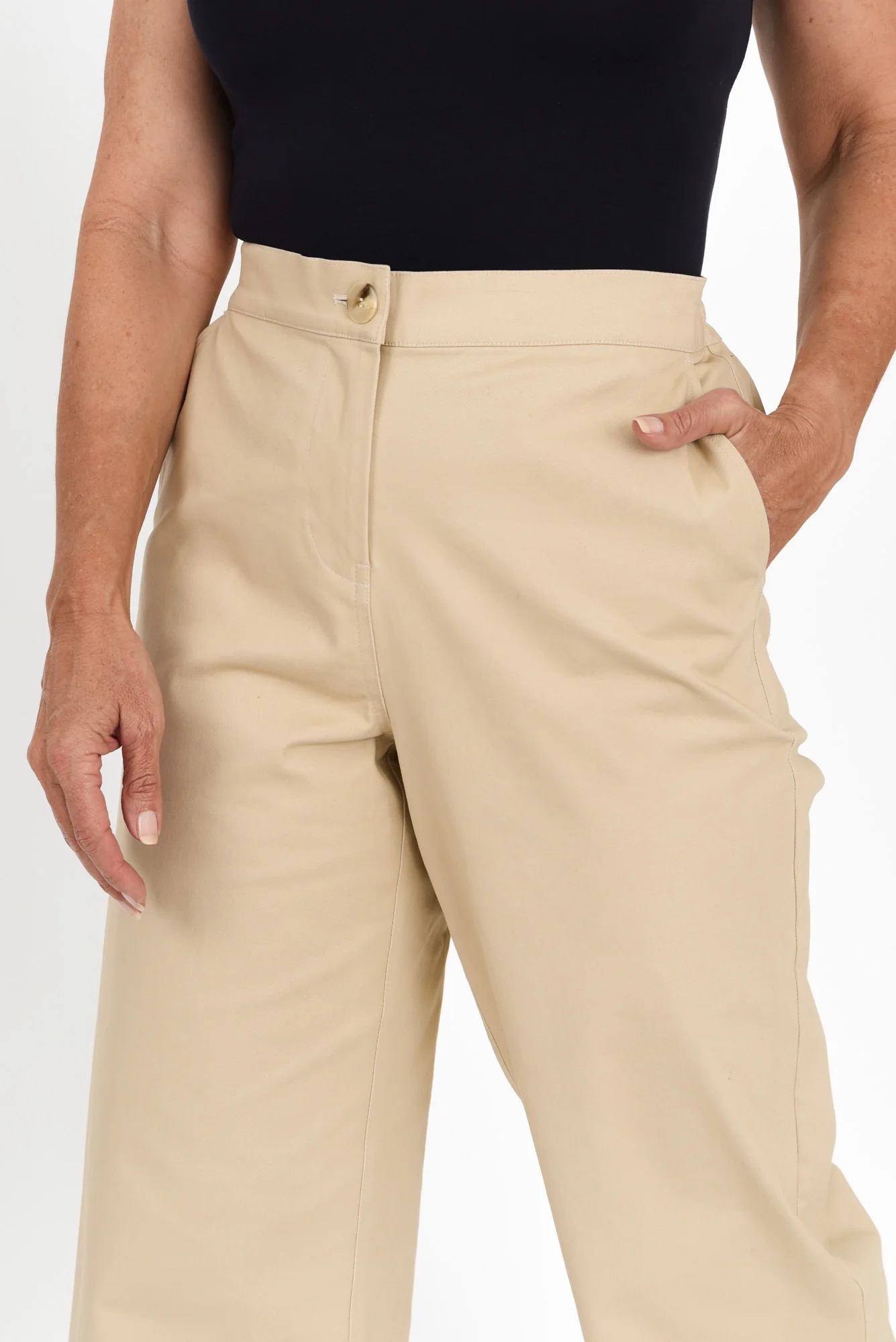 Sinatra Beige Cotton Wide Leg Pants - Image 6