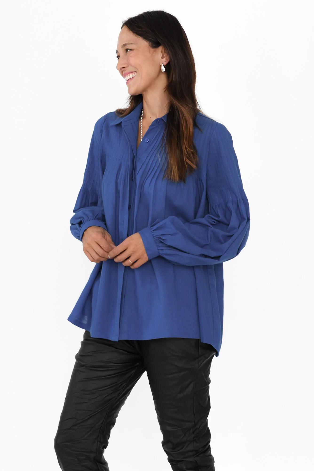 Sky Blue Linen Blend Shirt - Image 3