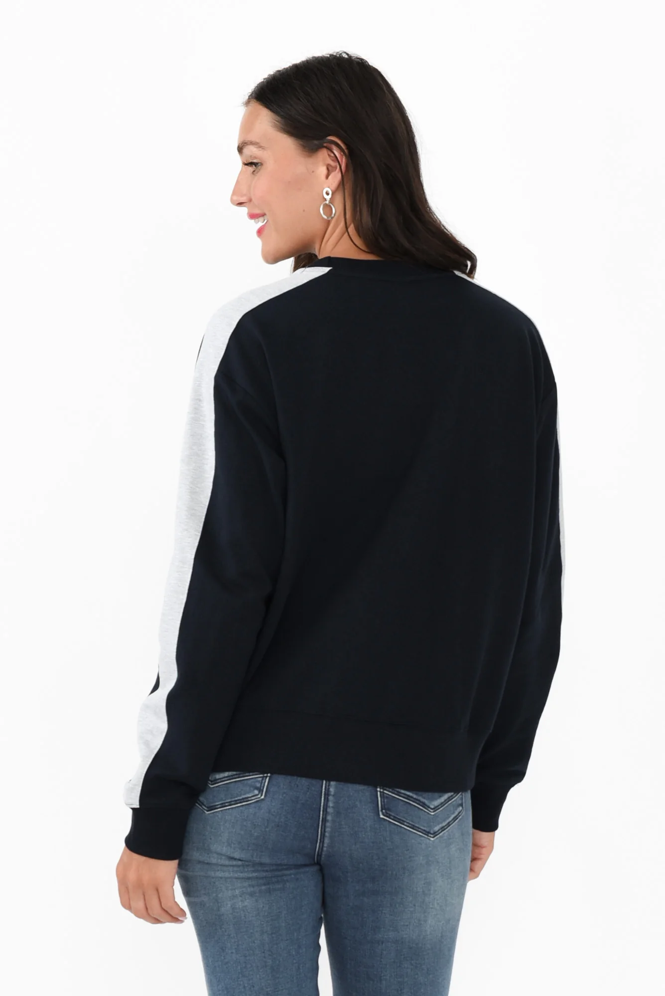 Sloane Navy Cotton Crewneck Sweatshirt - Image 4