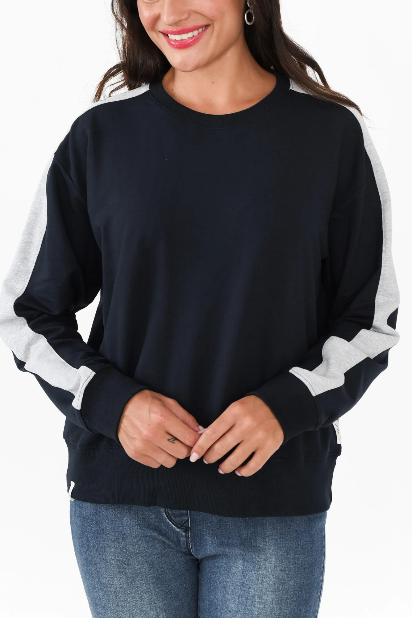 Sloane Navy Cotton Crewneck Sweatshirt - Image 5