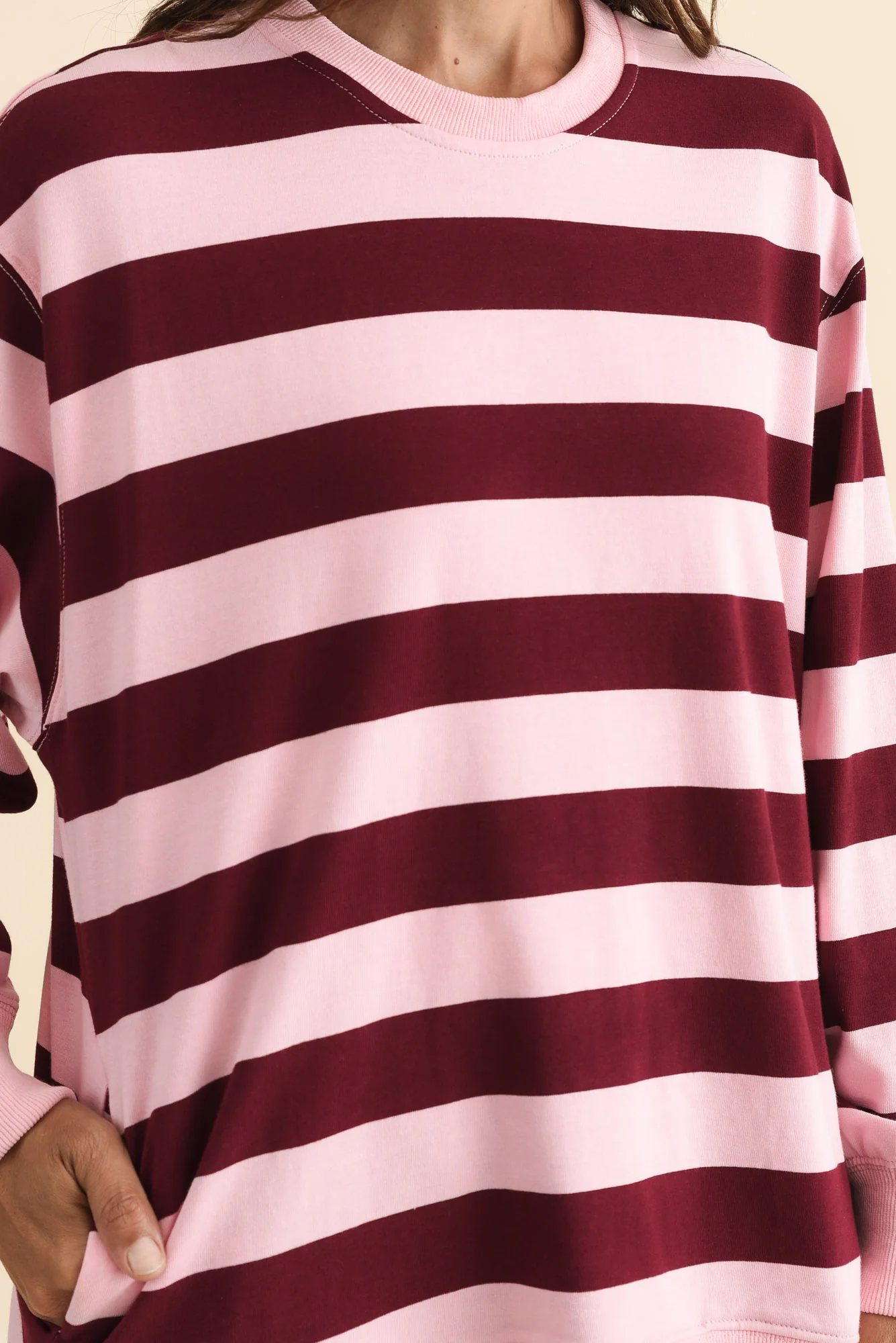 Stazie Pink Stripe Cotton Sweatshirt - Image 5