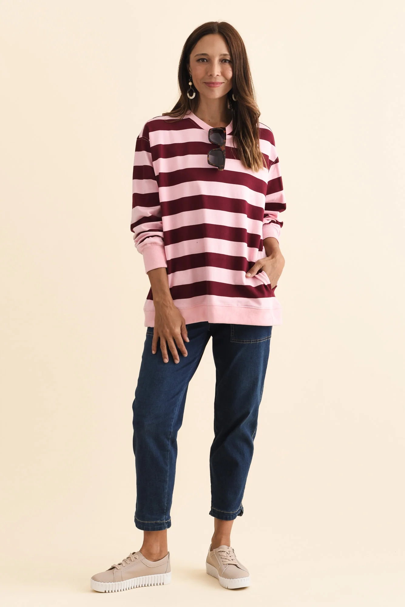 Stazie Pink Stripe Cotton Sweatshirt - Image 6
