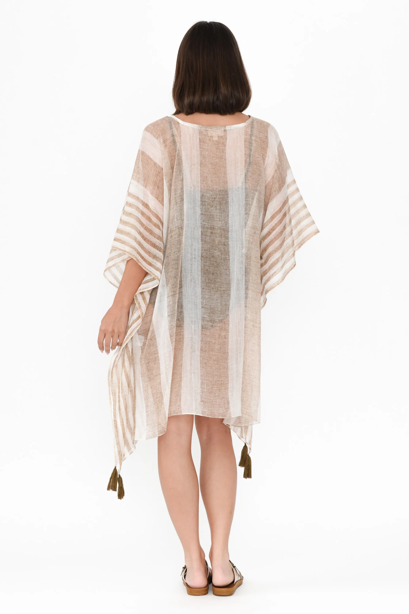 Stella Taupe Stripe Cotton Kaftan - Image 6