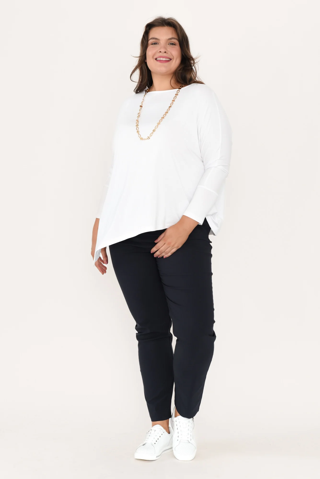 Susie White Asymmetrical Bamboo Top - Image 11