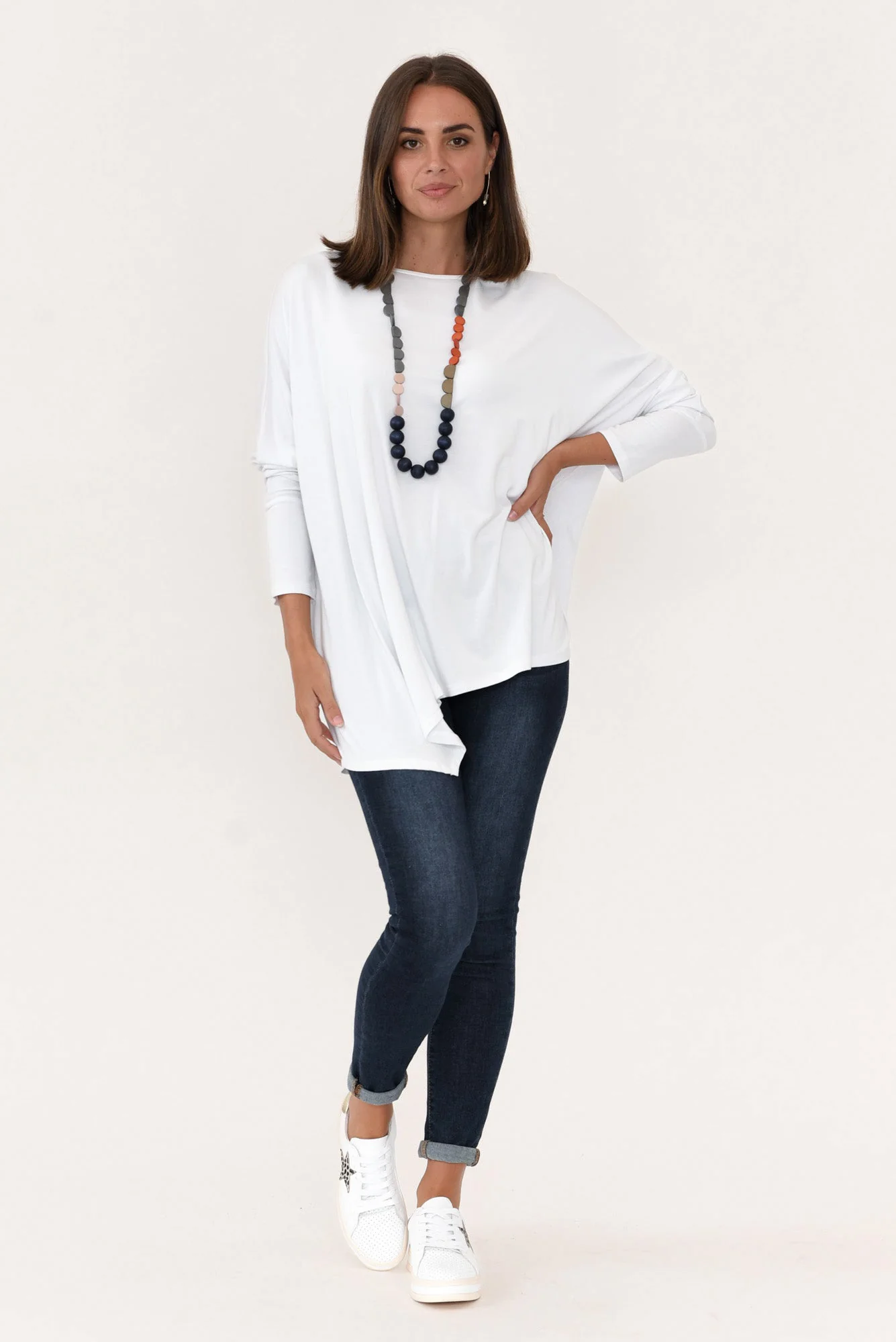 Susie White Asymmetrical Bamboo Top - Image 3