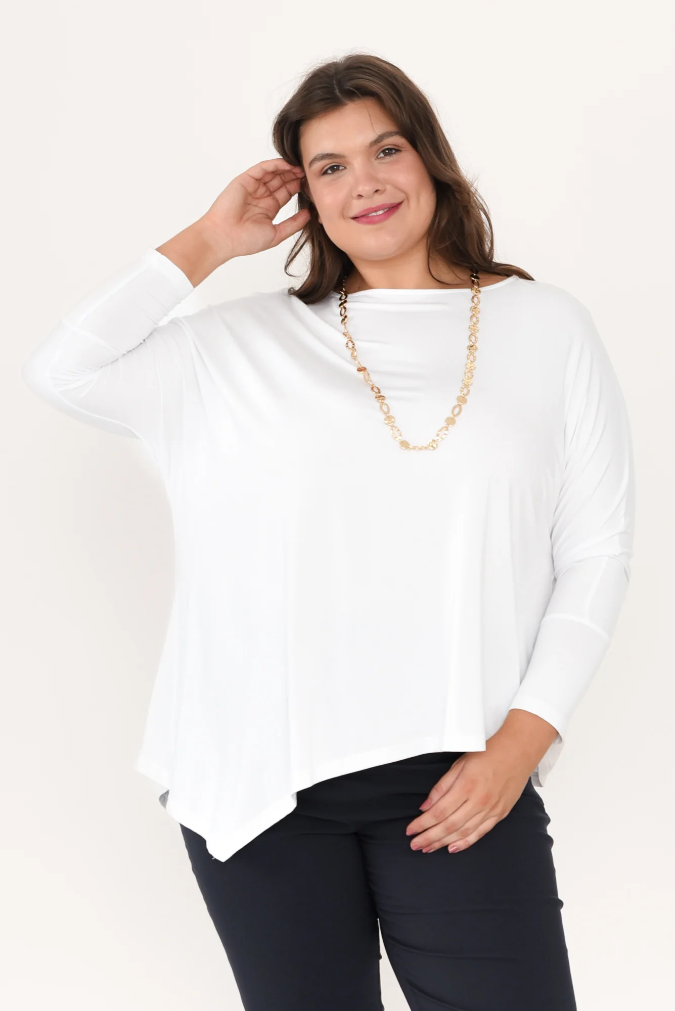 Susie White Asymmetrical Bamboo Top - Image 7