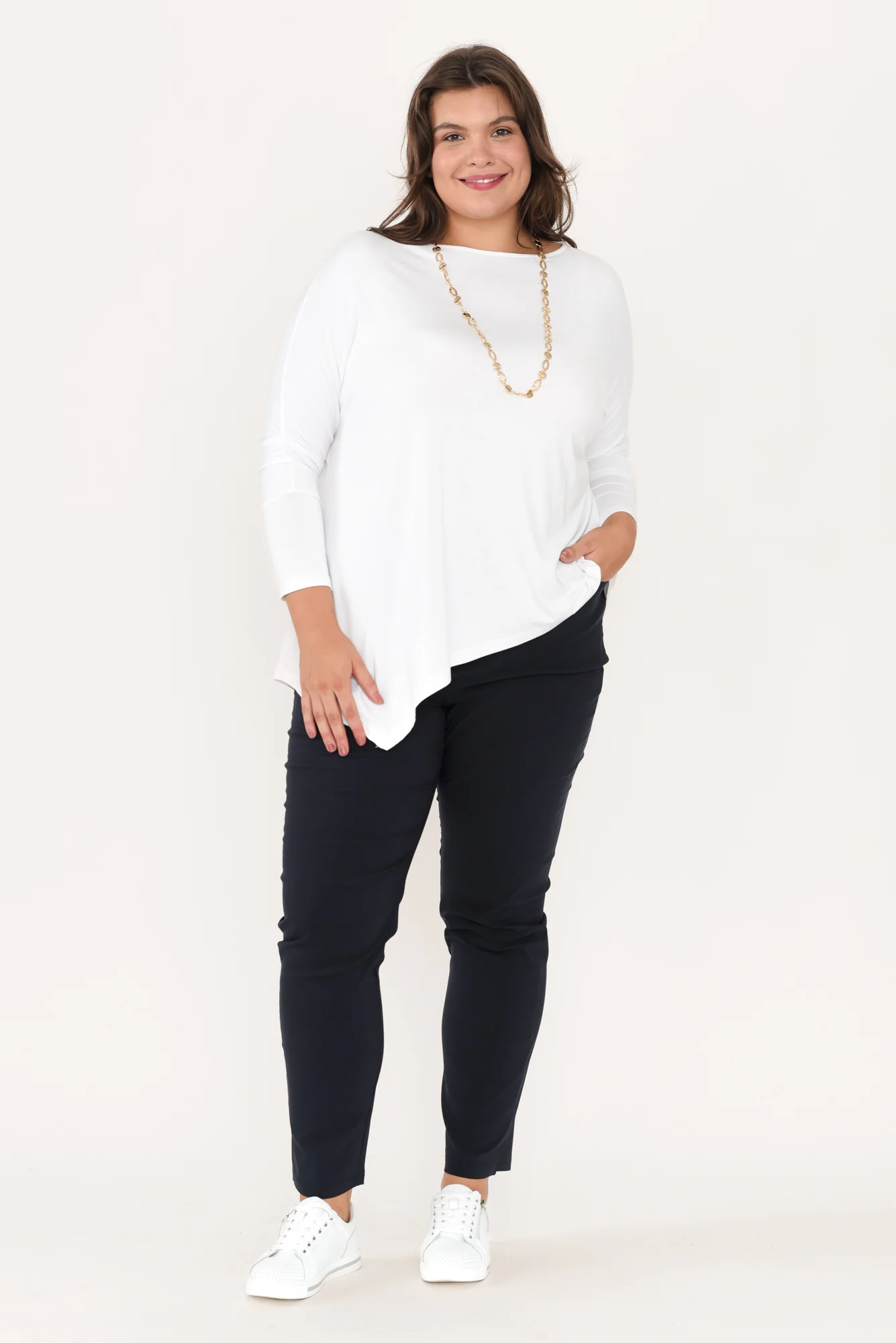 Susie White Asymmetrical Bamboo Top - Image 8