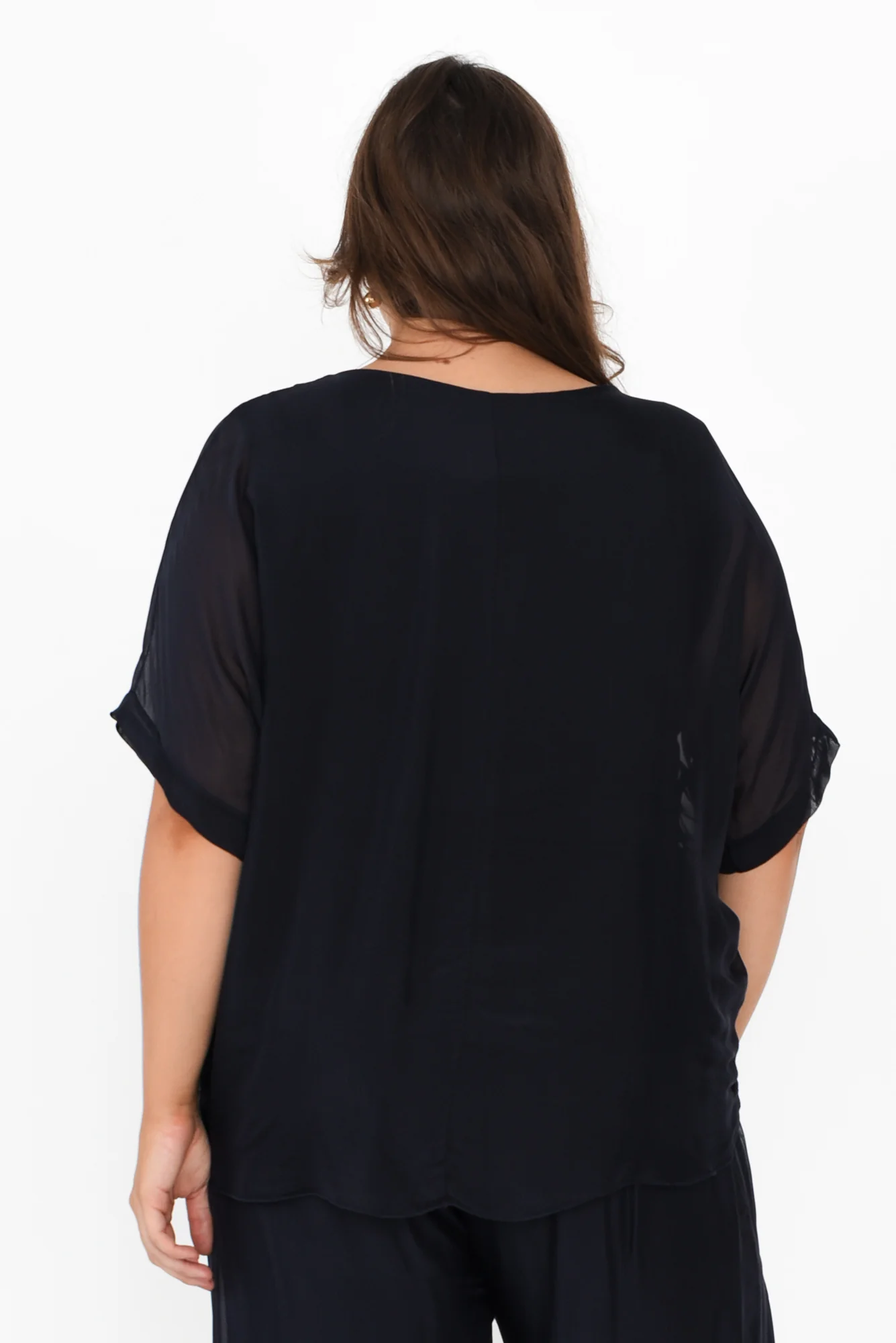 Talia Navy Silk Layer Top - Image 10