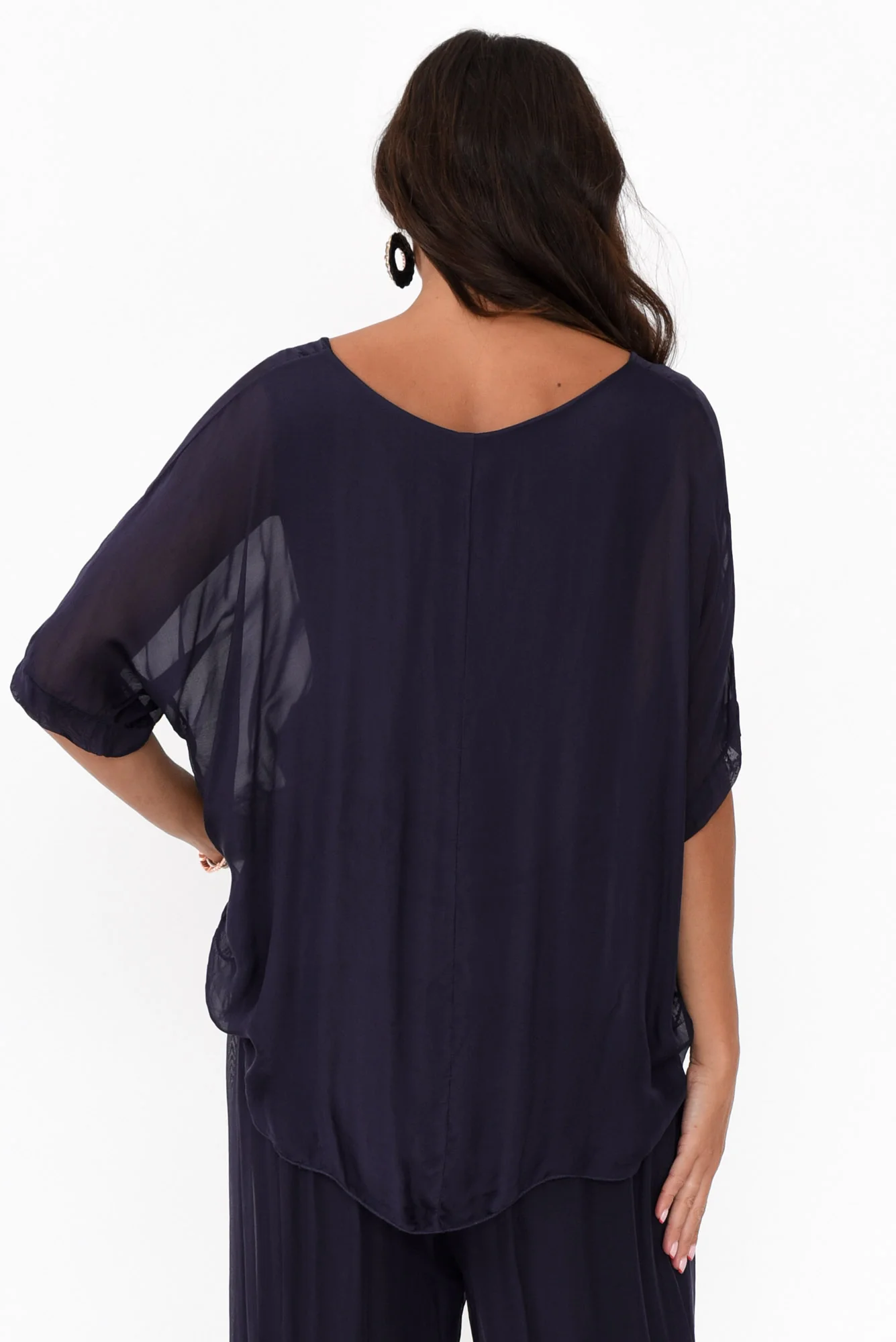 Talia Navy Silk Layer Top - Image 4