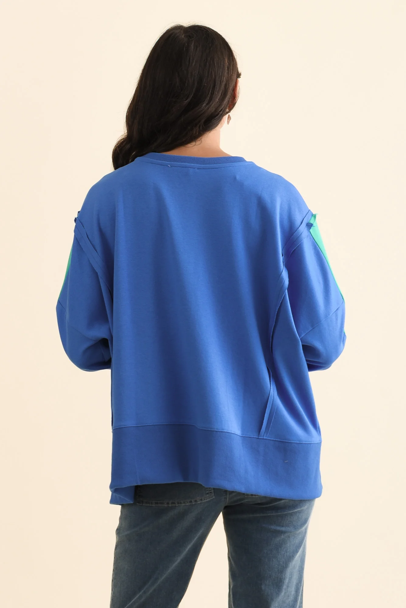 Tania Blue Contrast Cotton Sweatshirt - Image 4