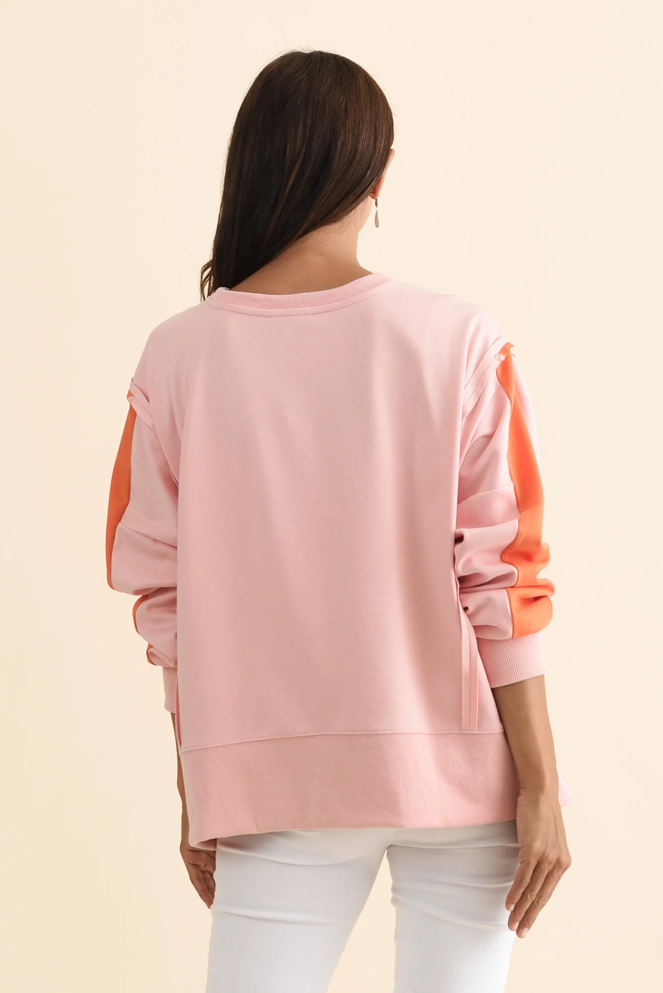 Tania Orange Contrast Cotton Sweatshirt - Image 4