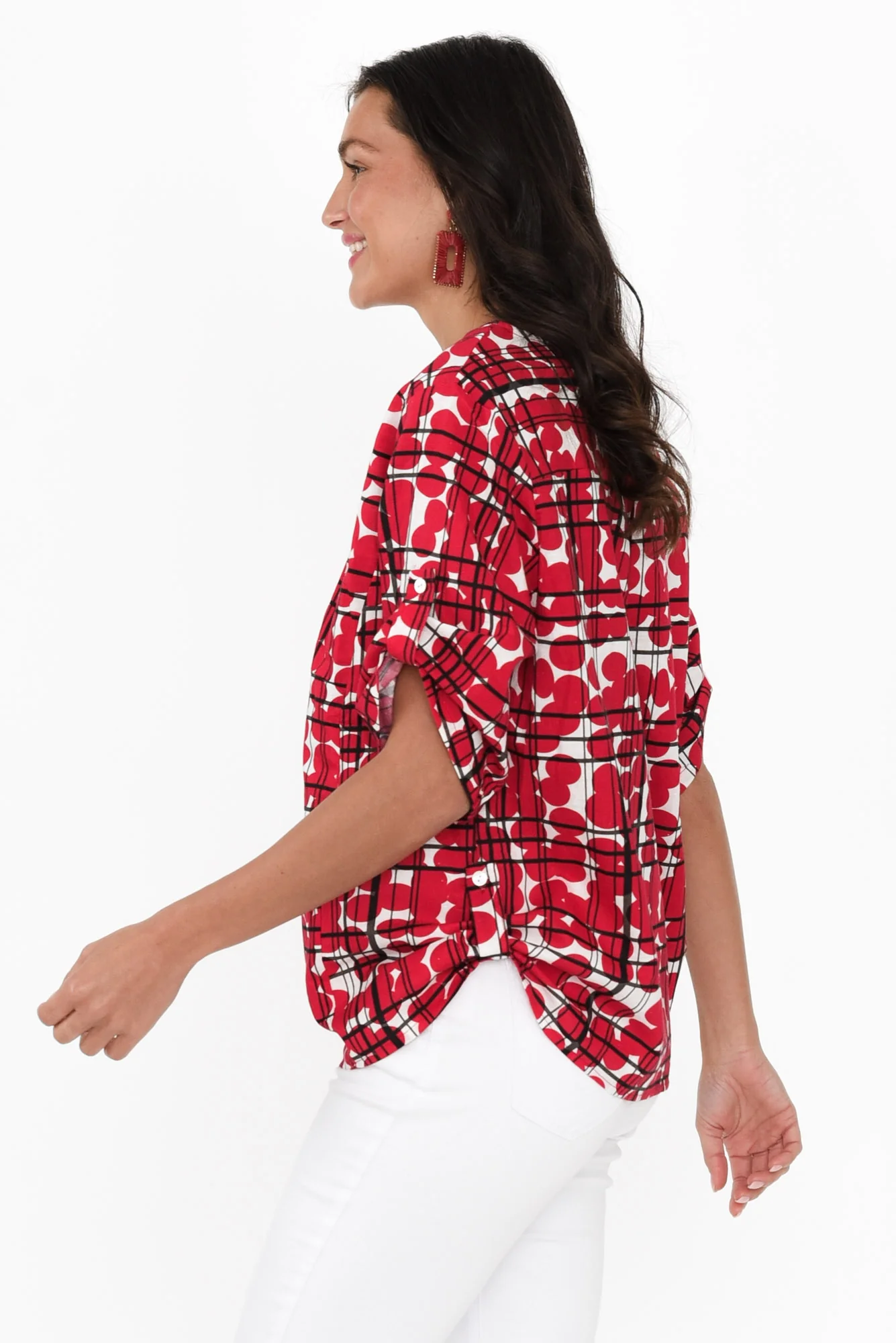 Tiana Red Spot Linen Top - Image 3