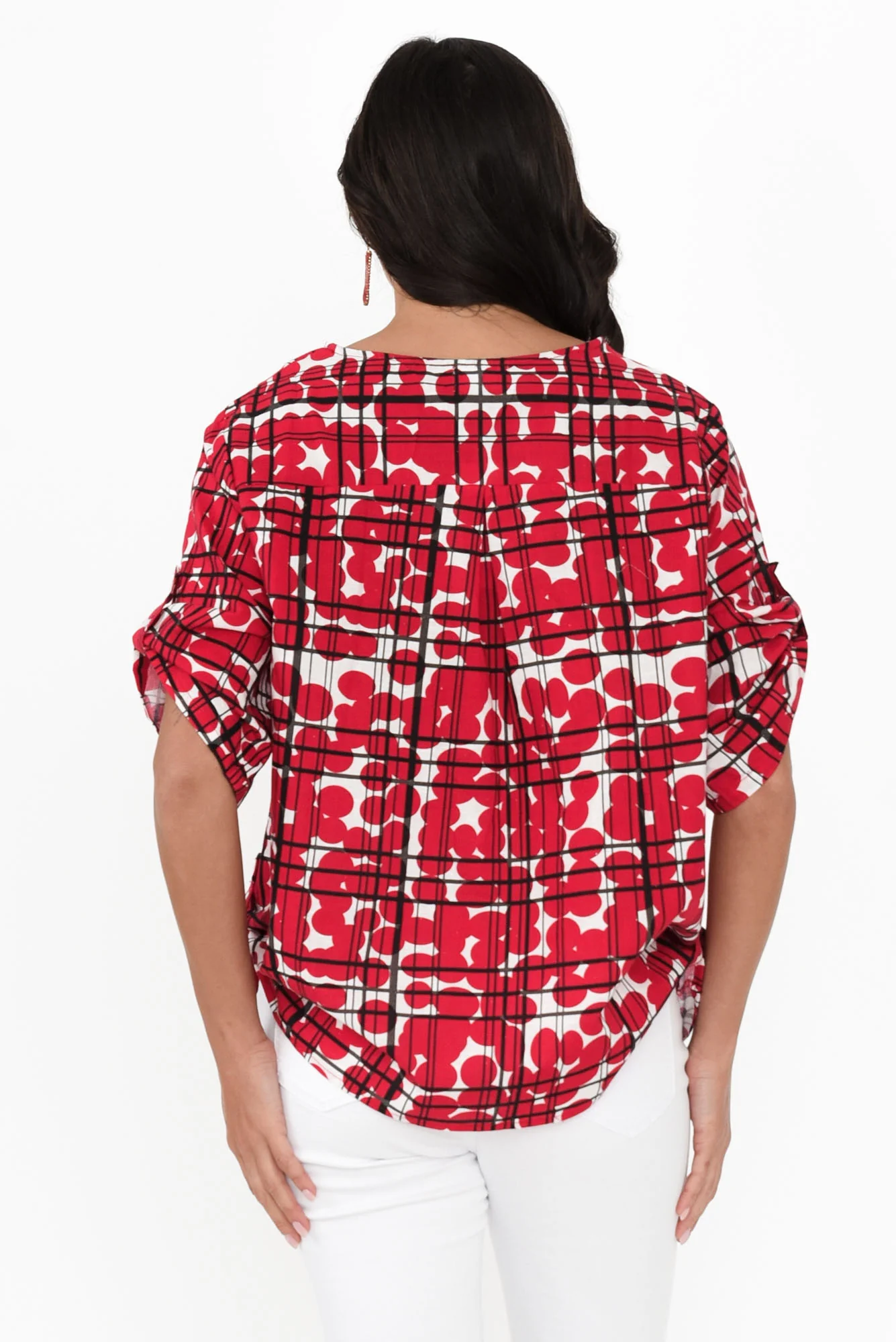 Tiana Red Spot Linen Top - Image 4