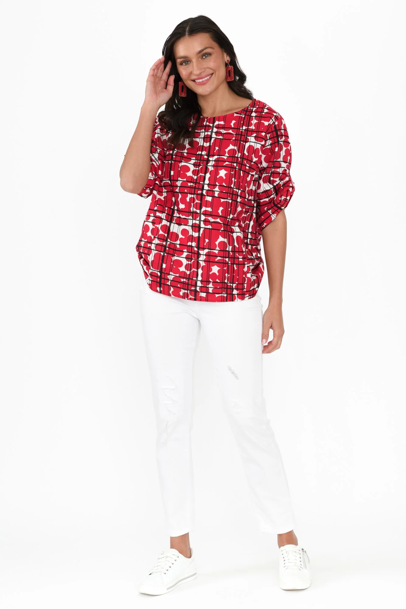 Tiana Red Spot Linen Top - Image 6