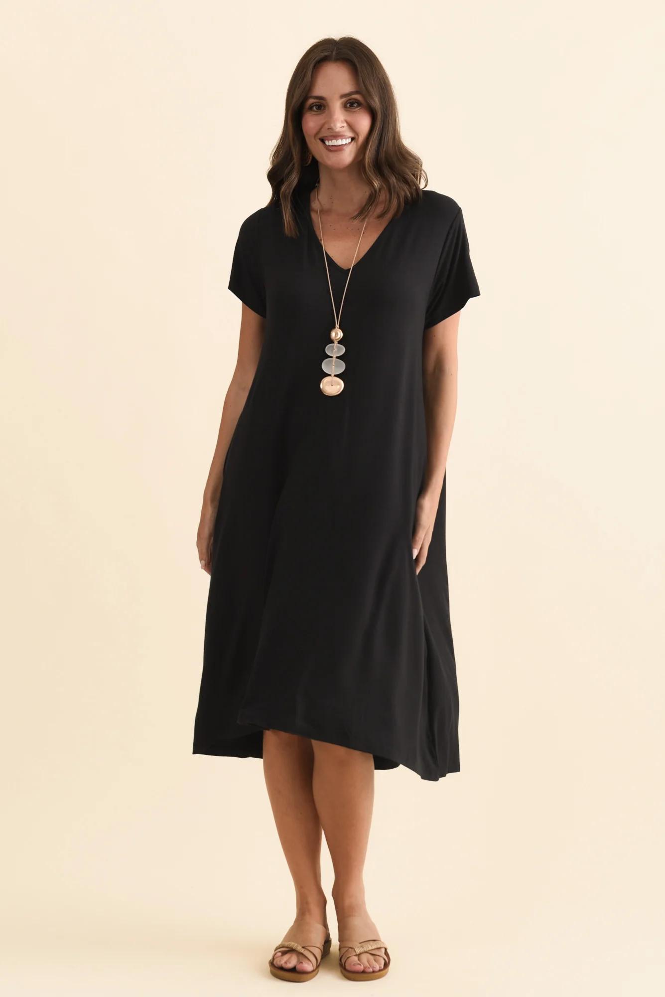 Tiffany Black Bamboo Tee Dress - Image 3
