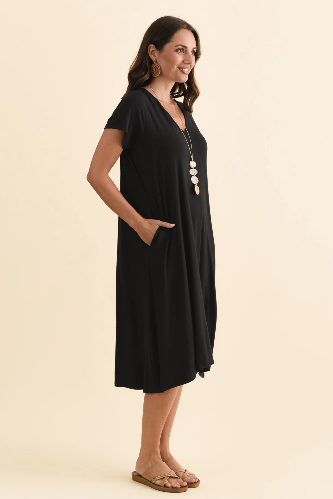 Tiffany Black Bamboo Tee Dress - Image 4