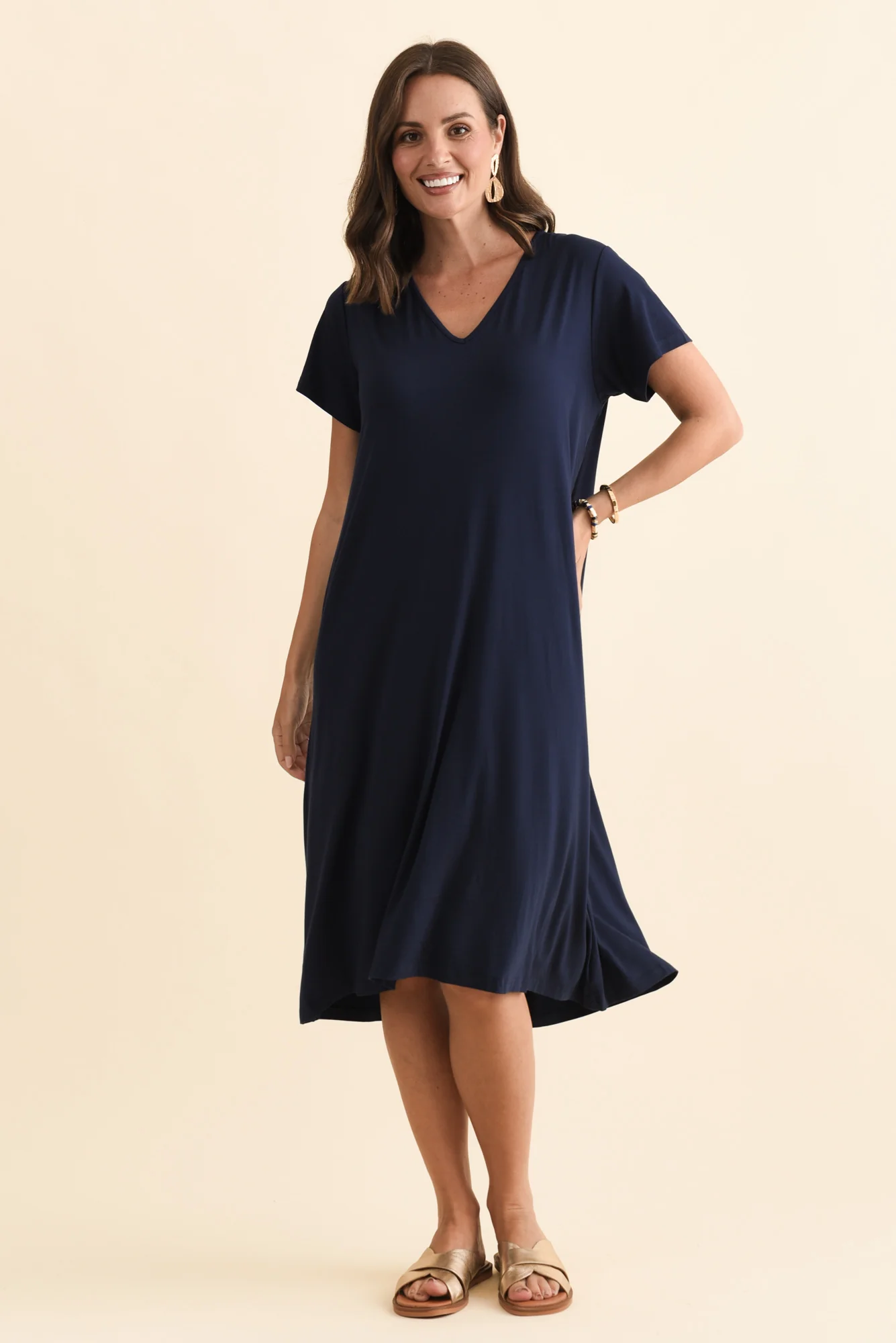 Tiffany Navy Bamboo Tee Dress - Image 7