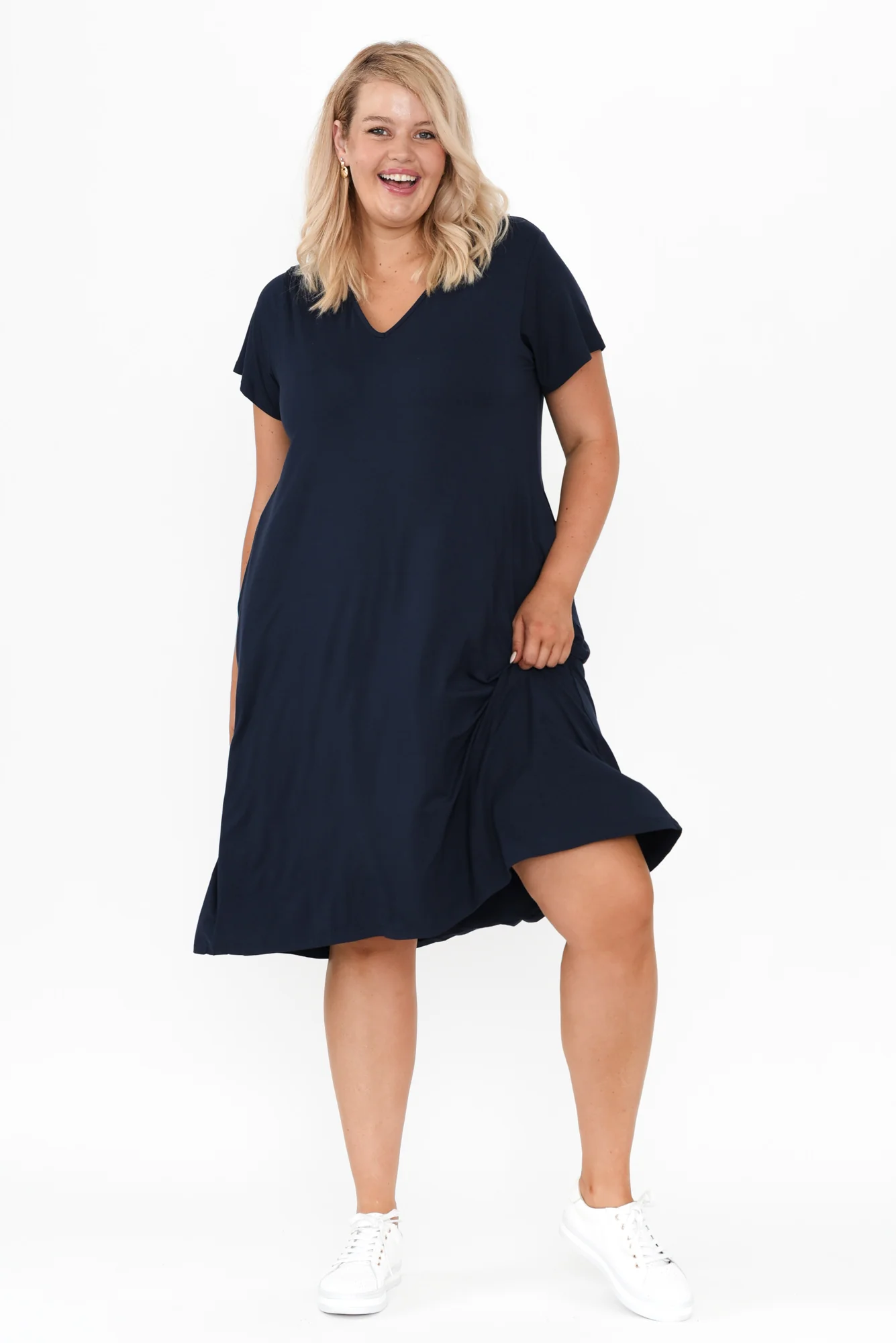 Tiffany Navy Bamboo Tee Dress - Image 8