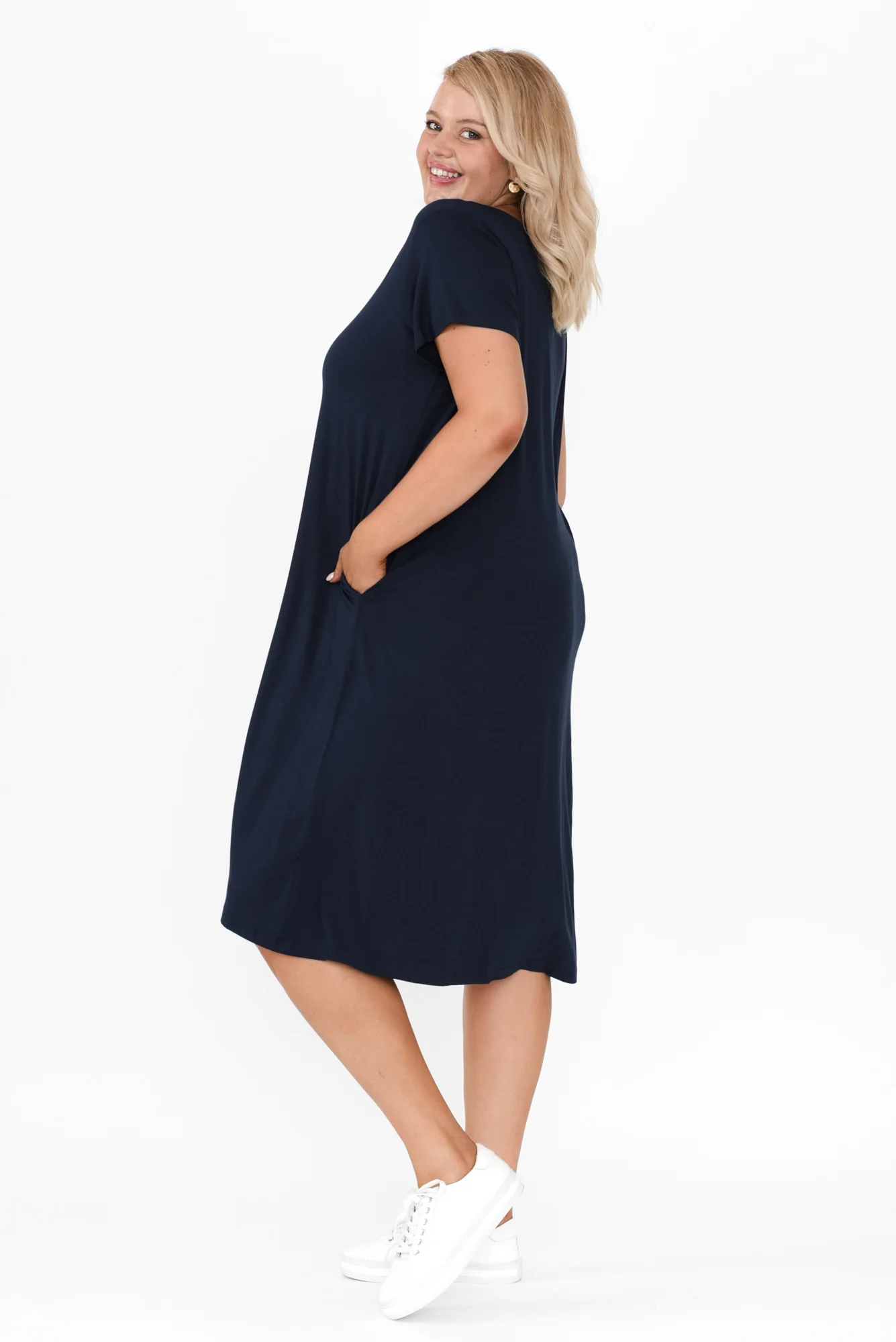 Tiffany Navy Bamboo Tee Dress - Image 9