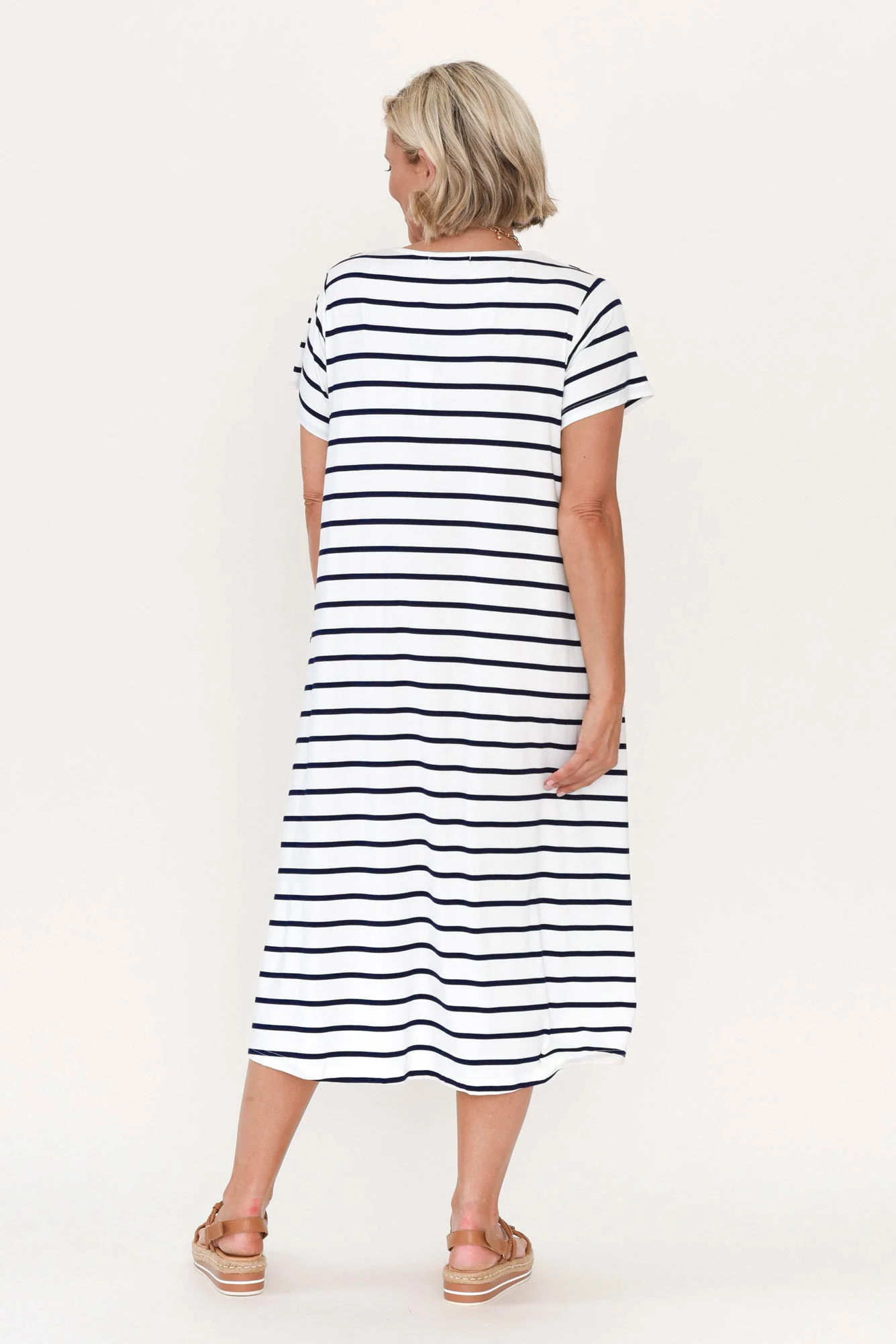 Tiffany White Stripe Bamboo Tee Dress - Image 10