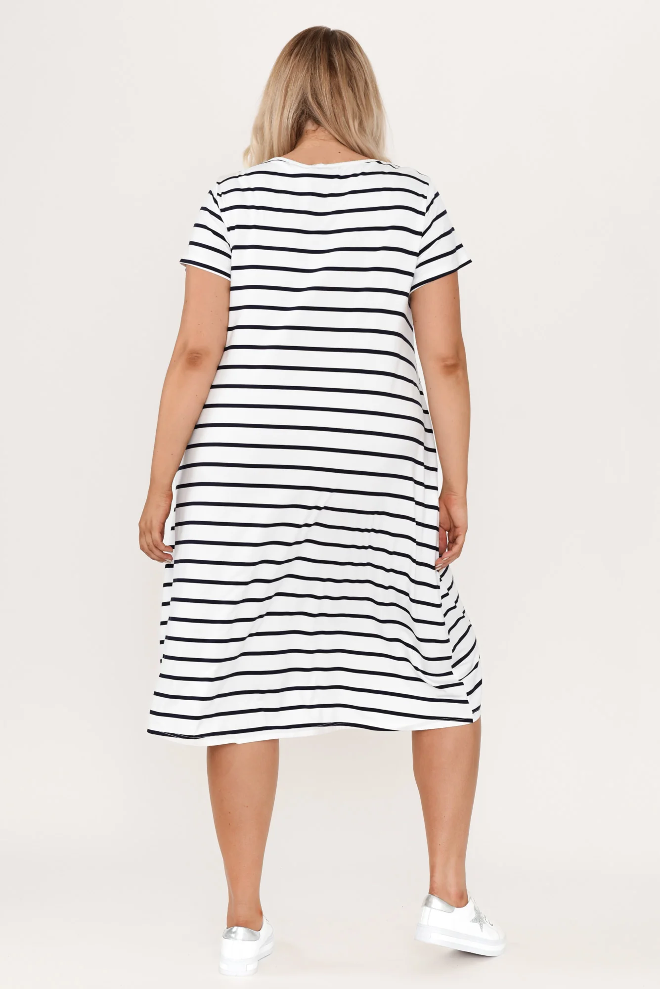 Tiffany White Stripe Bamboo Tee Dress - Image 13