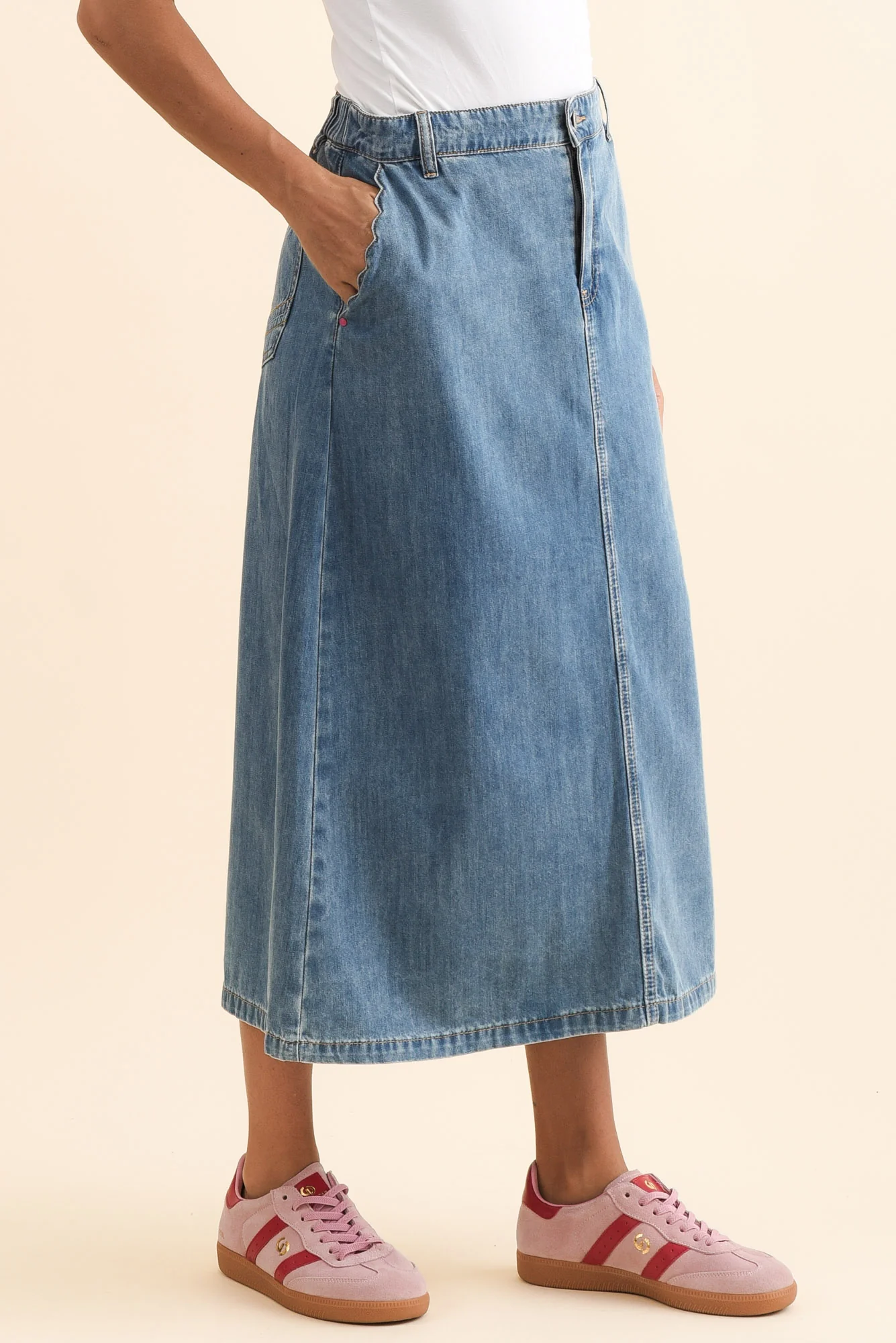 Tilda Blue Denim Midi Skirt - Image 3