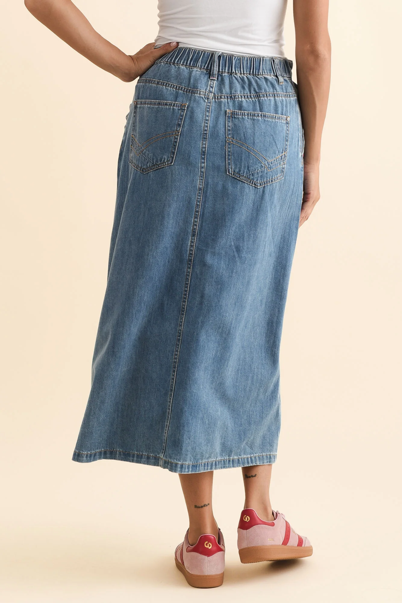Tilda Blue Denim Midi Skirt - Image 4
