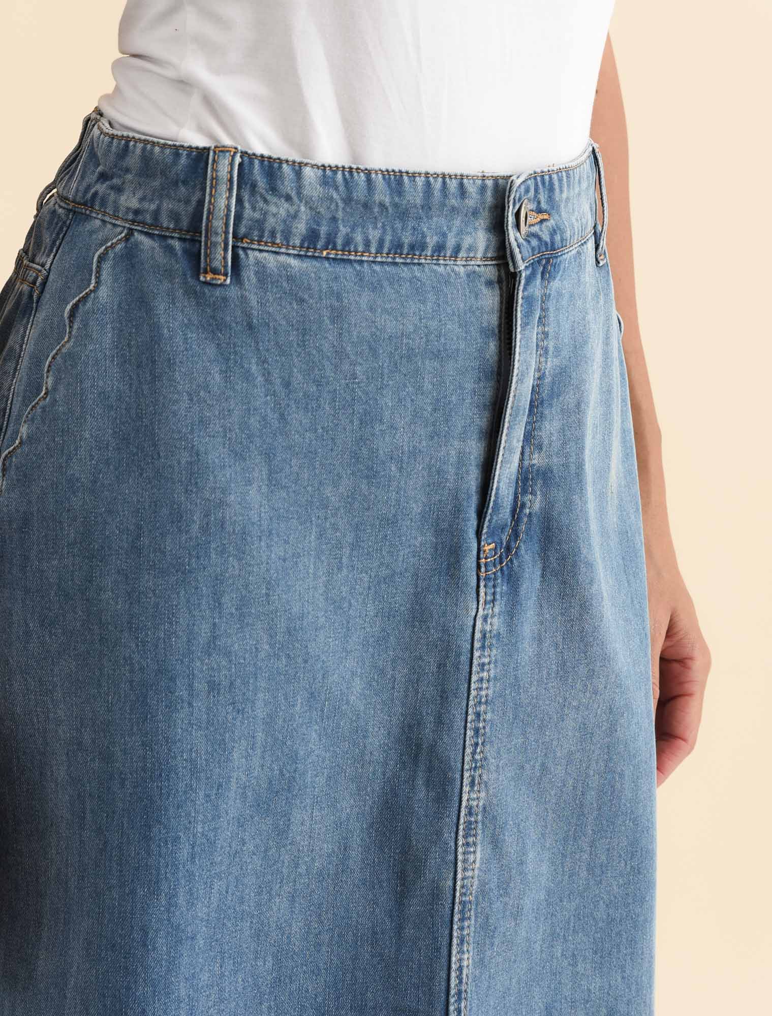 Tilda Blue Denim Midi Skirt - Image 5