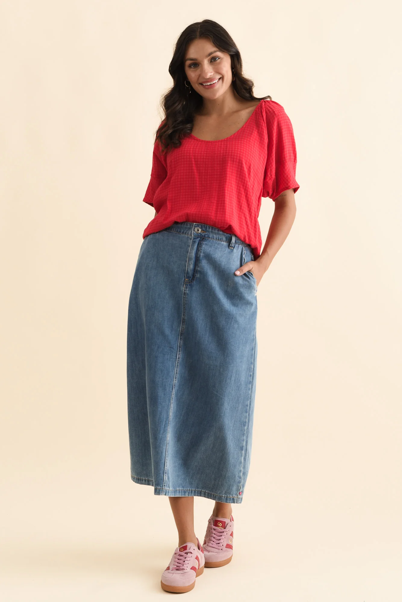 Tilda Blue Denim Midi Skirt - Image 6